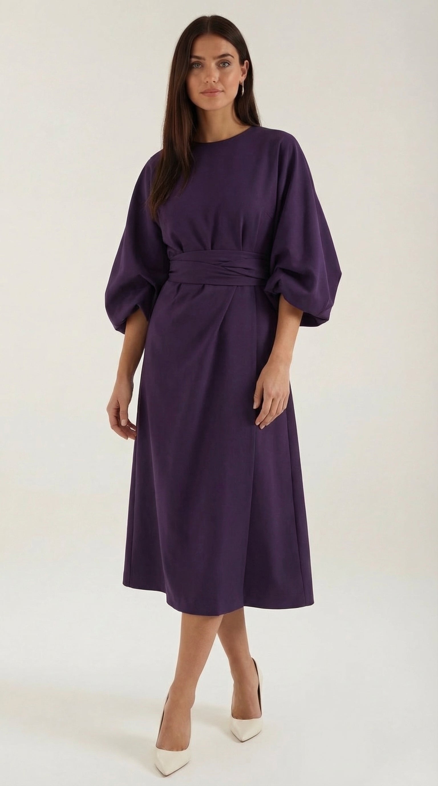 Vestido Midi Ana con Mangas Globo