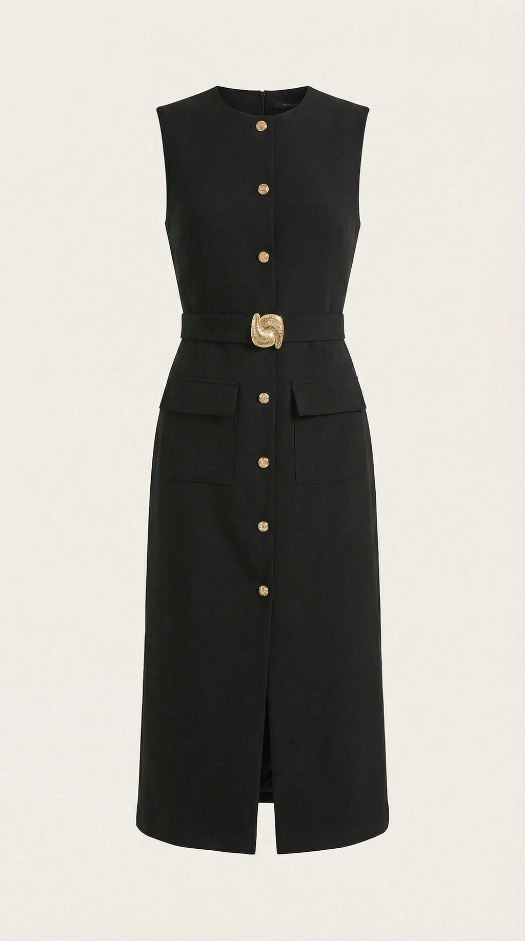 Vestido Midi Arlene con Botones Dorados