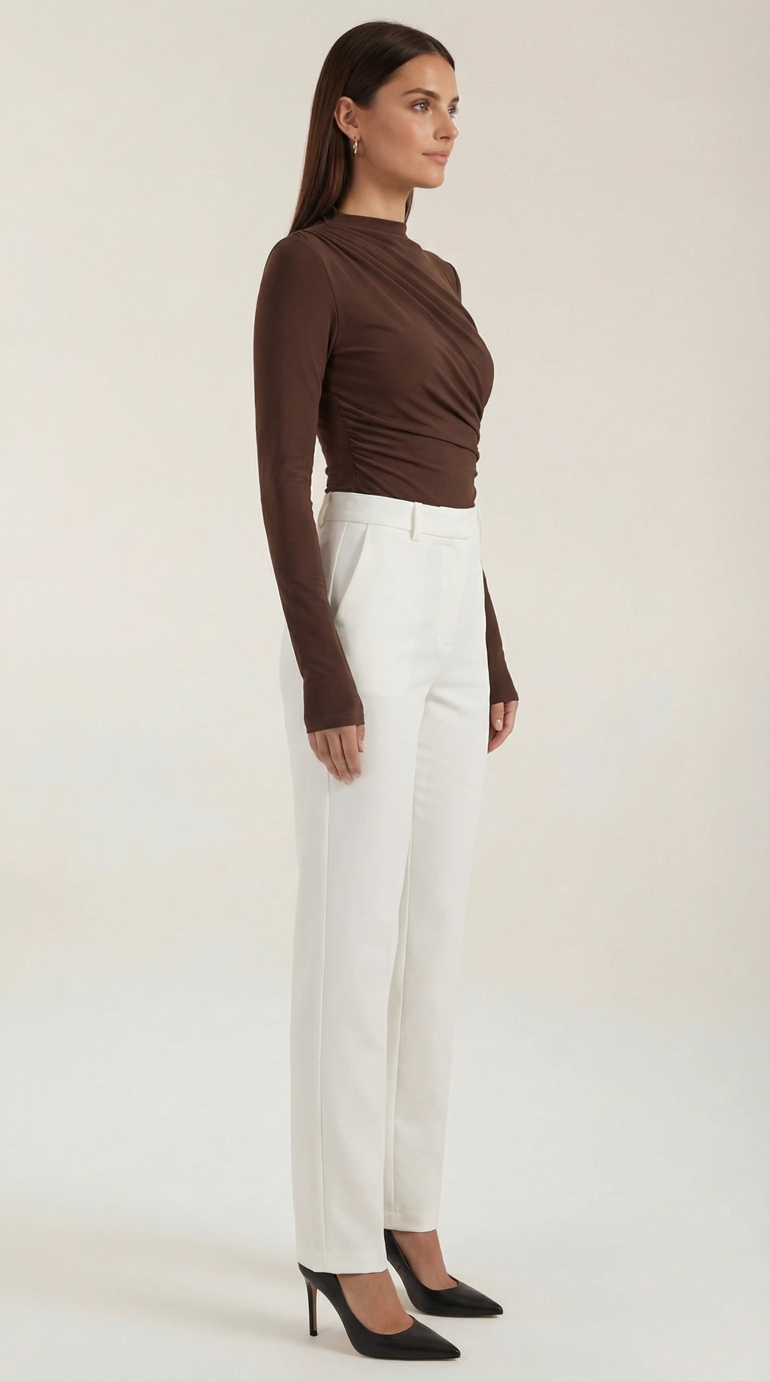 Top Audrey de Manga Larga con Cuello Alto