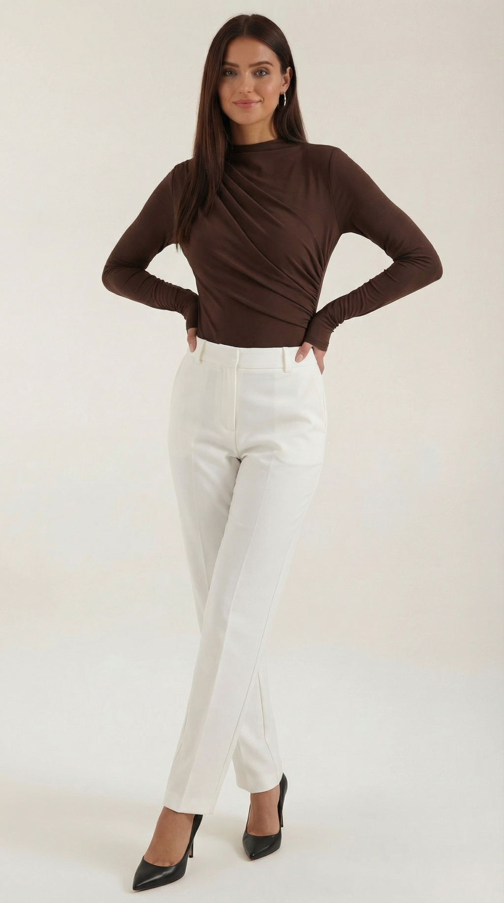 Top Audrey de Manga Larga con Cuello Alto
