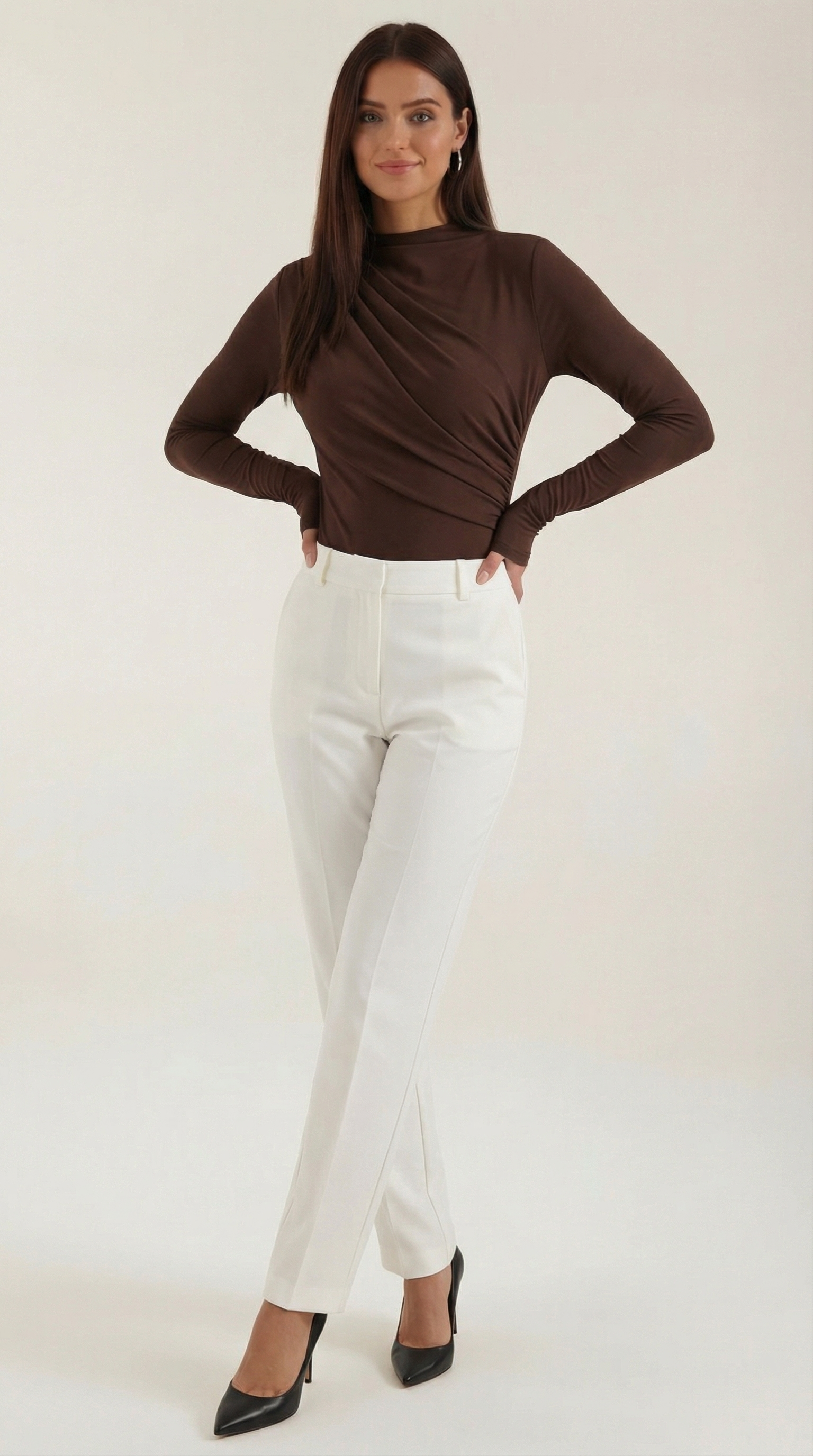 Top Audrey de Manga Larga con Cuello Alto