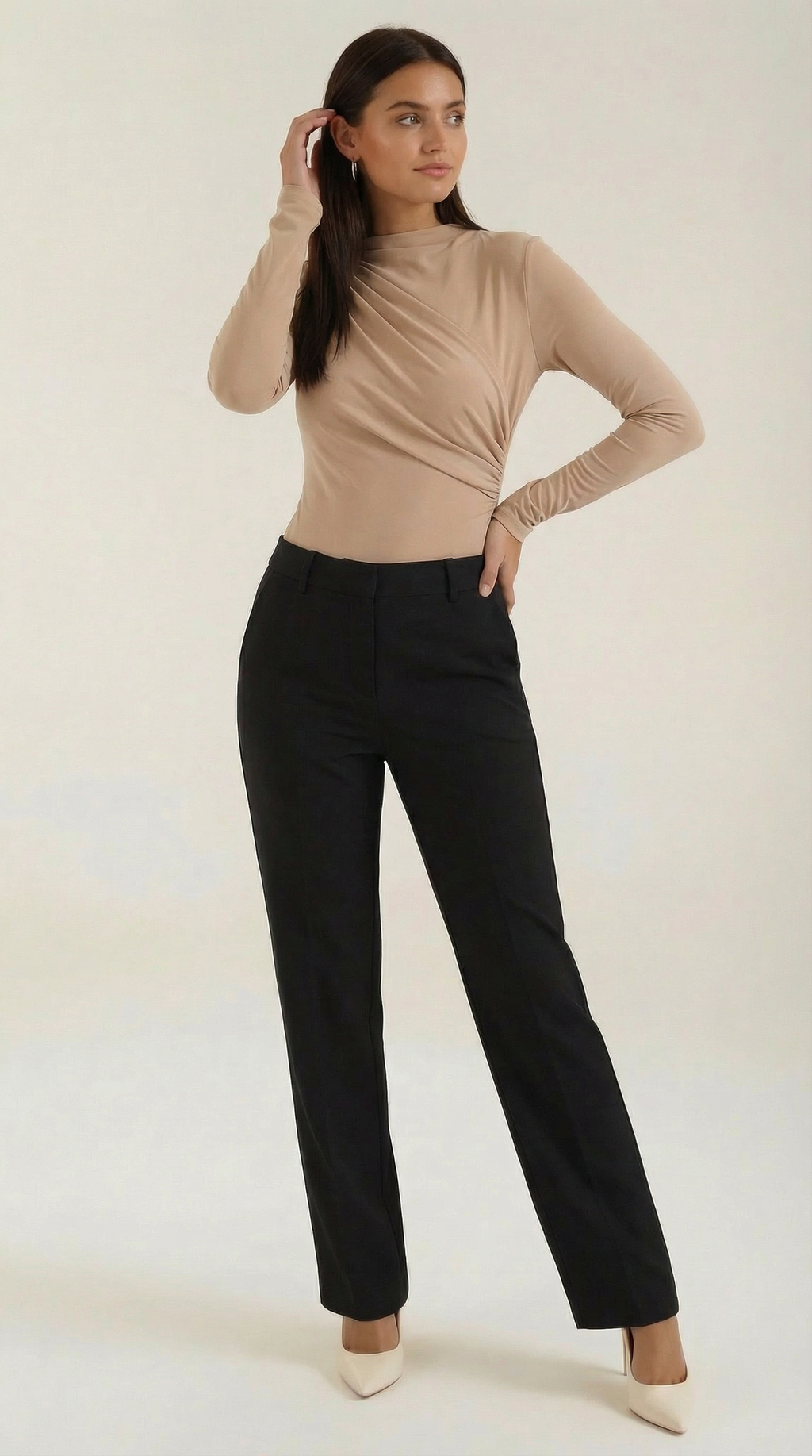 Top Audrey de Manga Larga con Cuello Alto