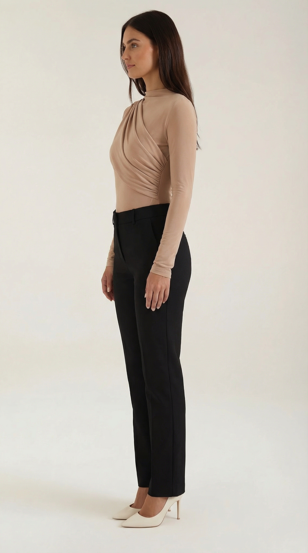 Top Audrey de Manga Larga con Cuello Alto