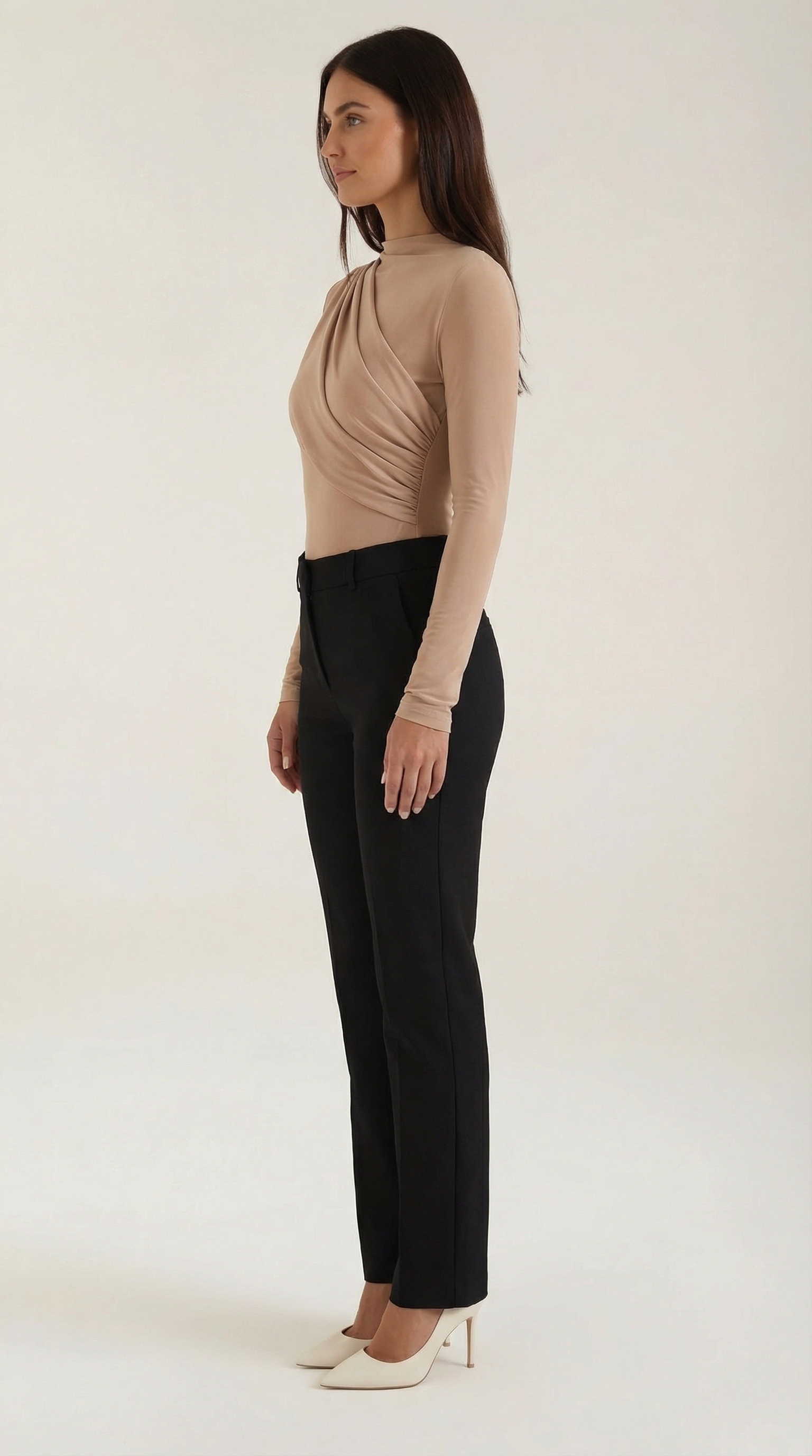 Top Audrey de Manga Larga con Cuello Alto
