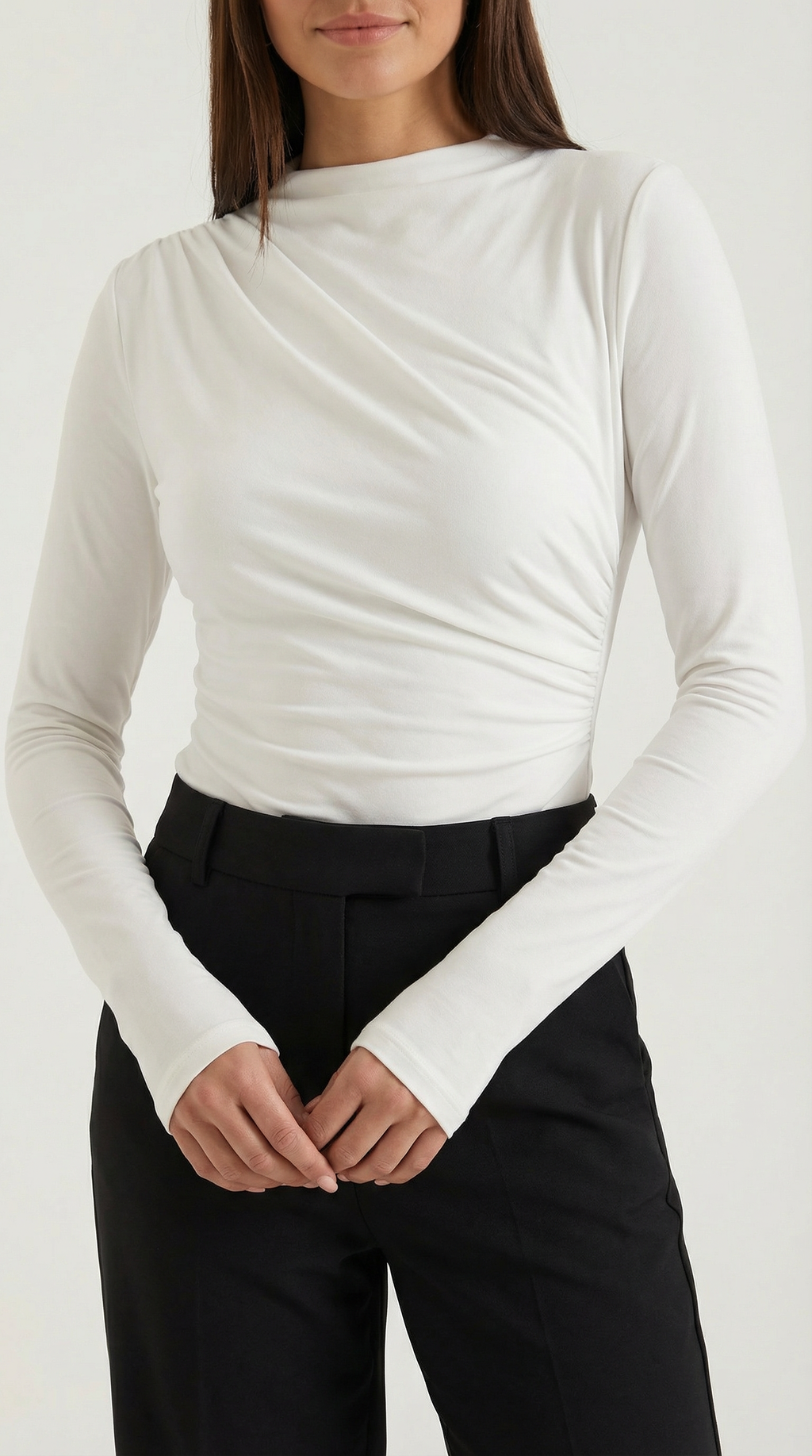Top Audrey de Manga Larga con Cuello Alto