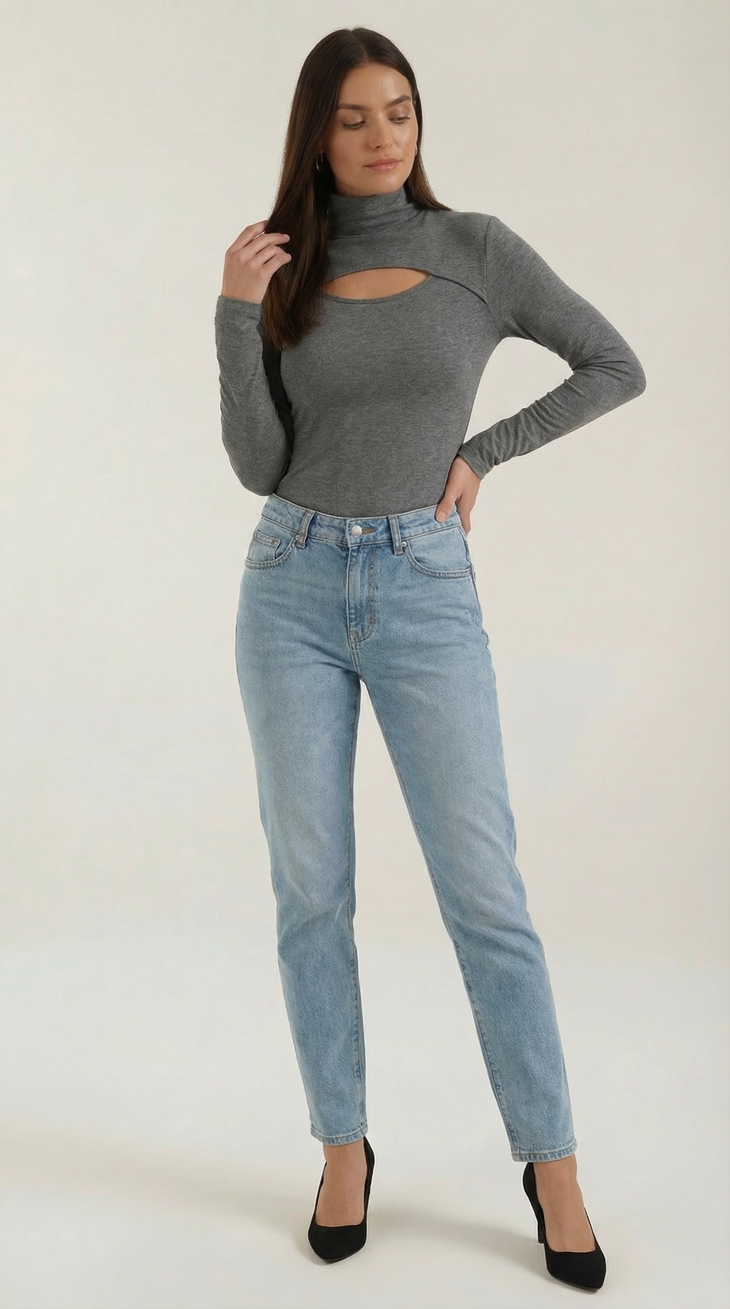 Top Barbara de Manga Larga con Cuello Alto