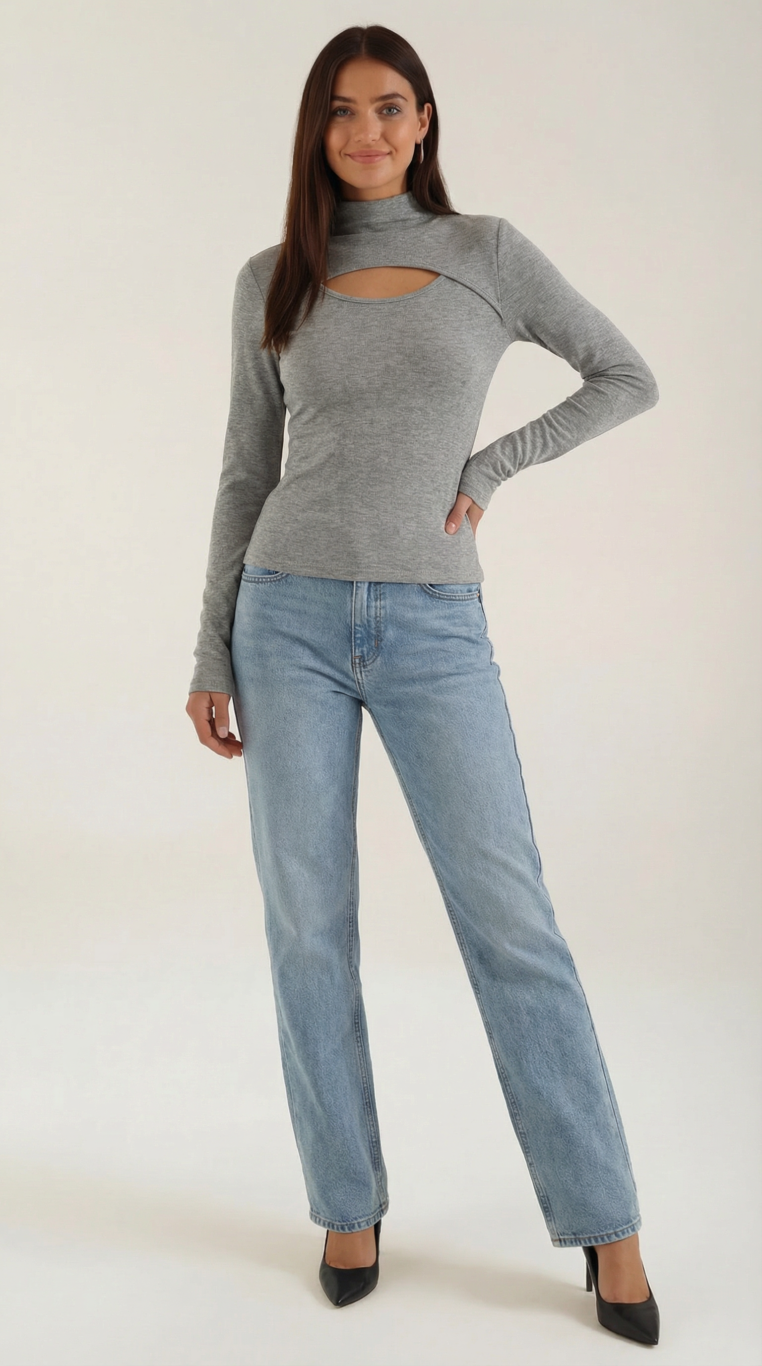 Top Barbara de Manga Larga con Cuello Alto