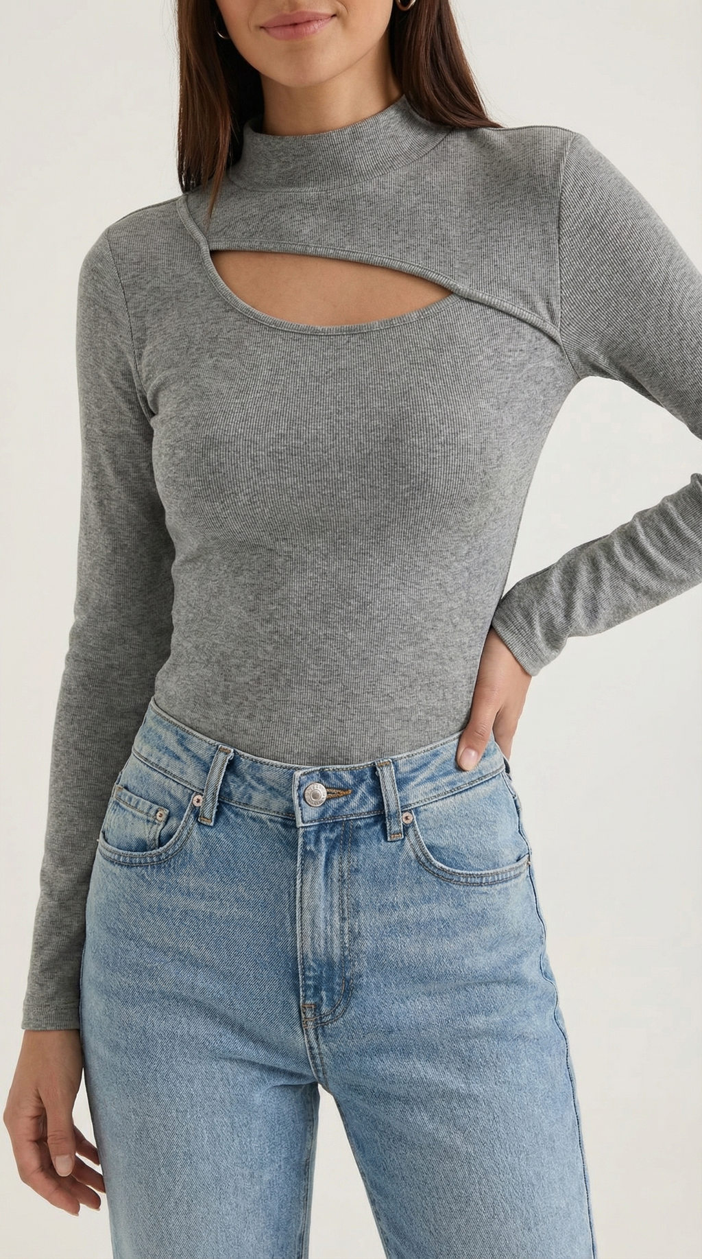 Top Barbara de Manga Larga con Cuello Alto