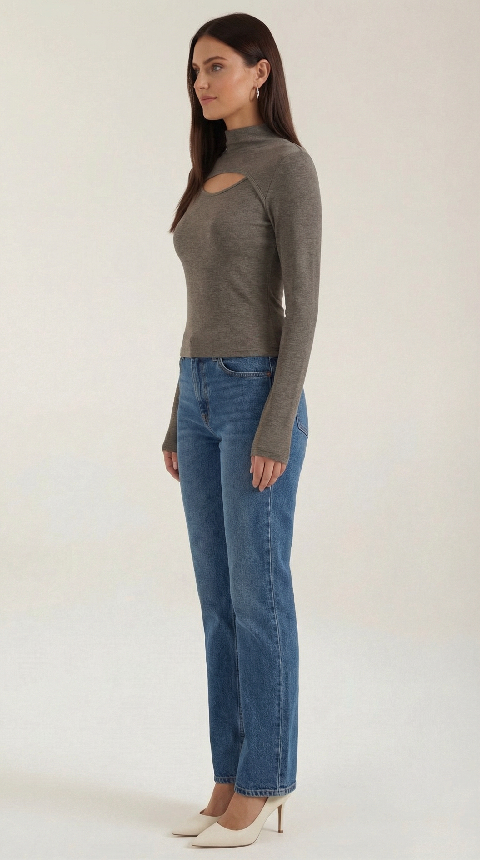 Top Barbara de Manga Larga con Cuello Alto