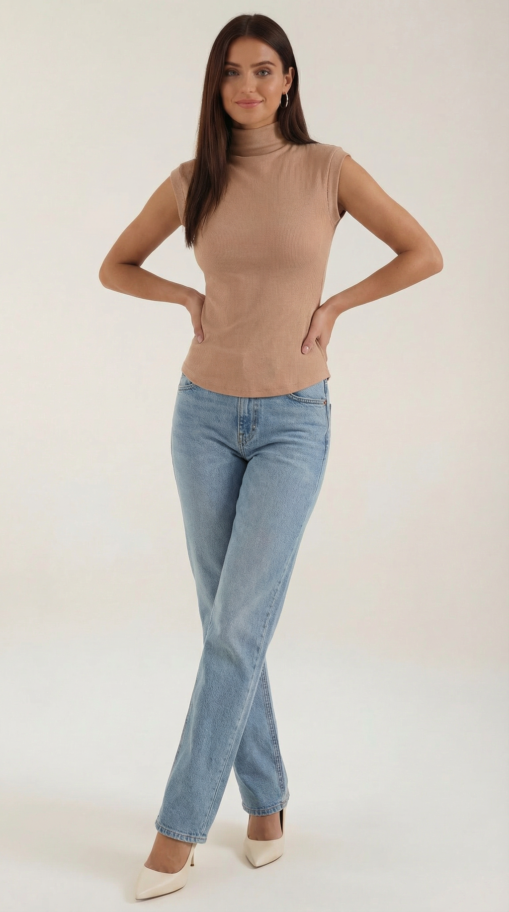 Top Cassandra de Punto Canalé con Cuello Alto