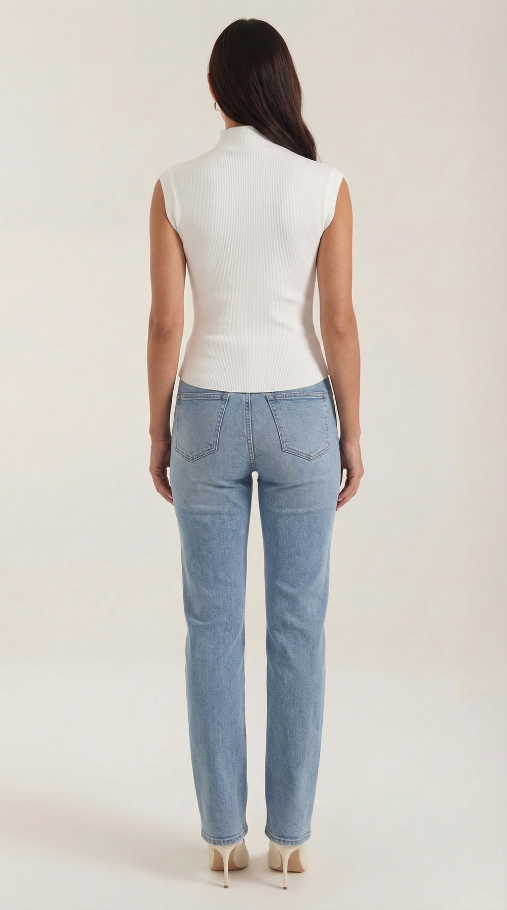 Top Cassandra de Punto Canalé con Cuello Alto