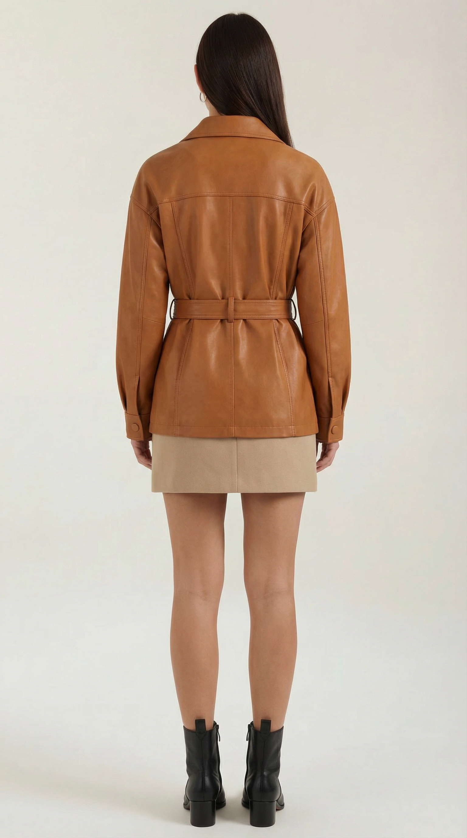 Chaqueta Christina de Polipiel con Cinturón