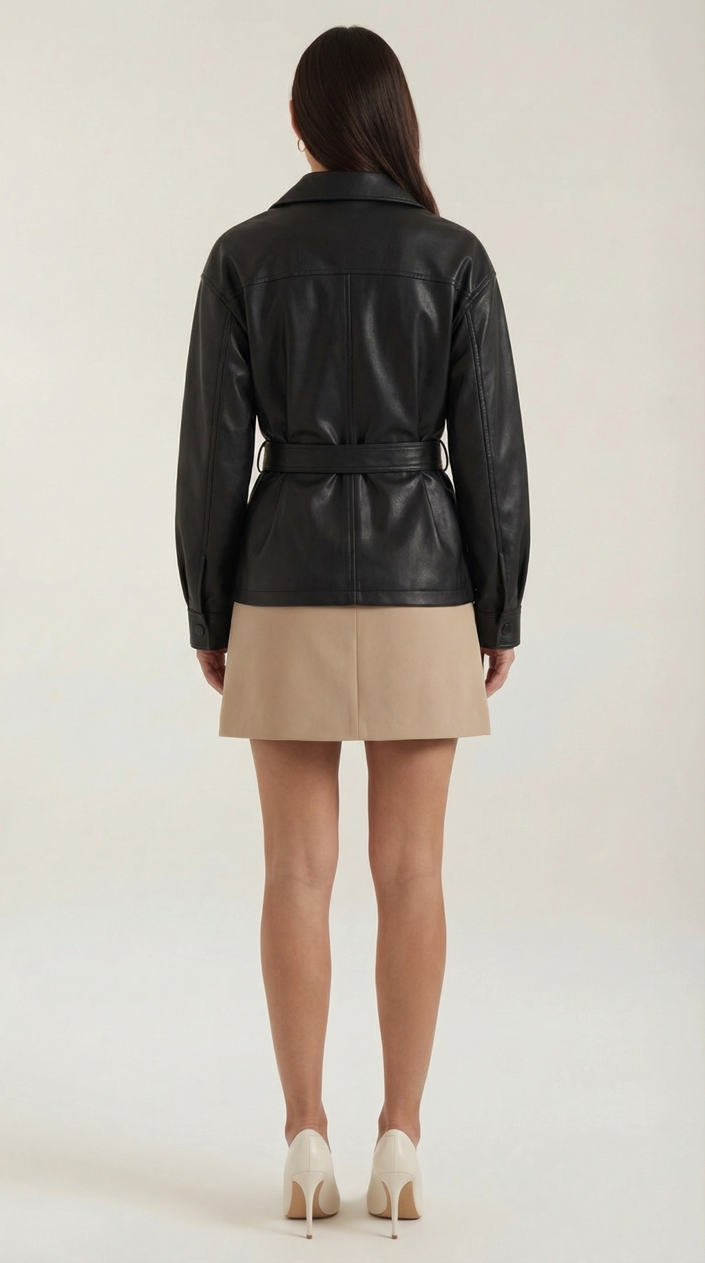Chaqueta Christina de Polipiel con Cinturón