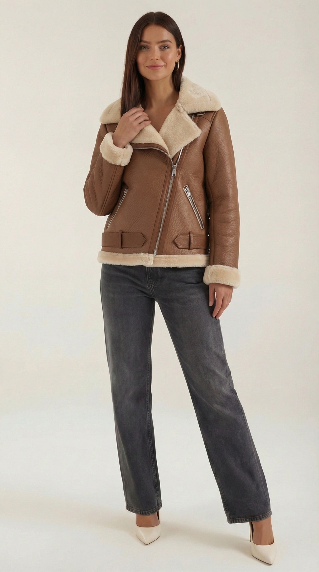 Chaqueta Biker Christine con Cuello de Borreguito