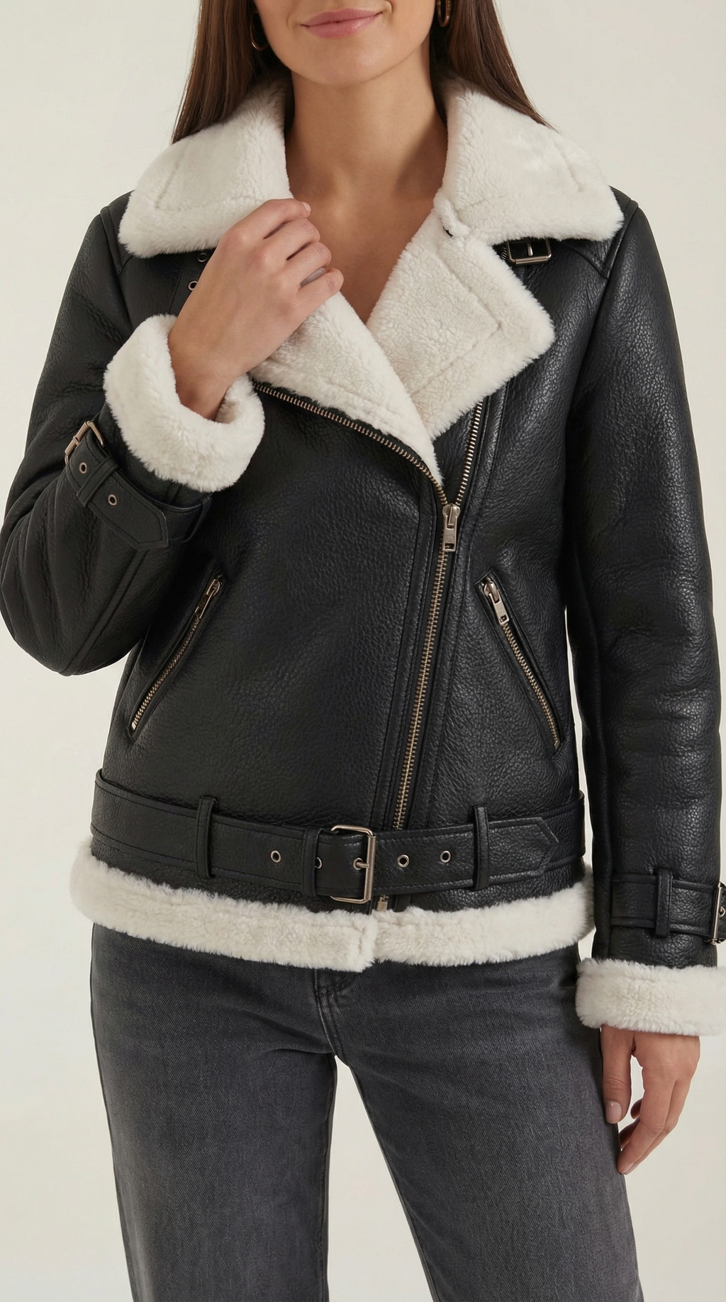 Chaqueta Biker Christine con Cuello de Borreguito