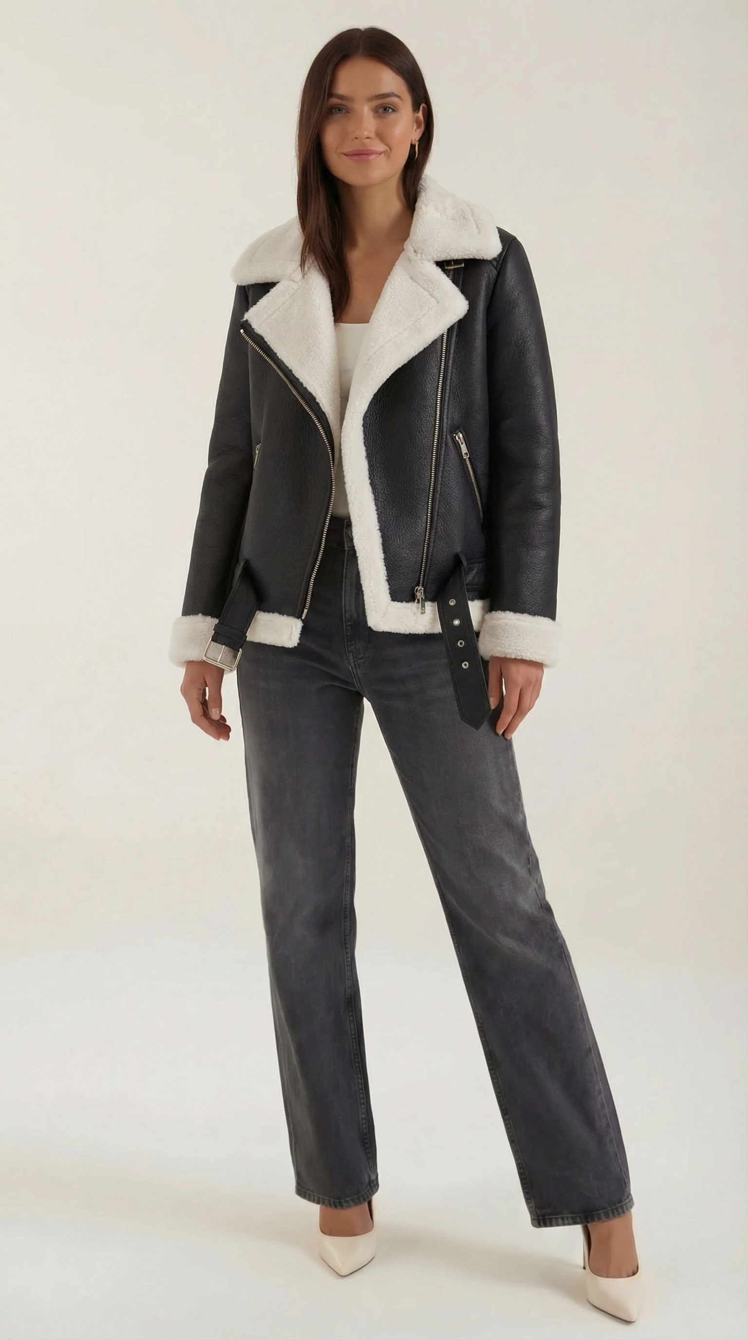 Chaqueta Biker Christine con Cuello de Borreguito