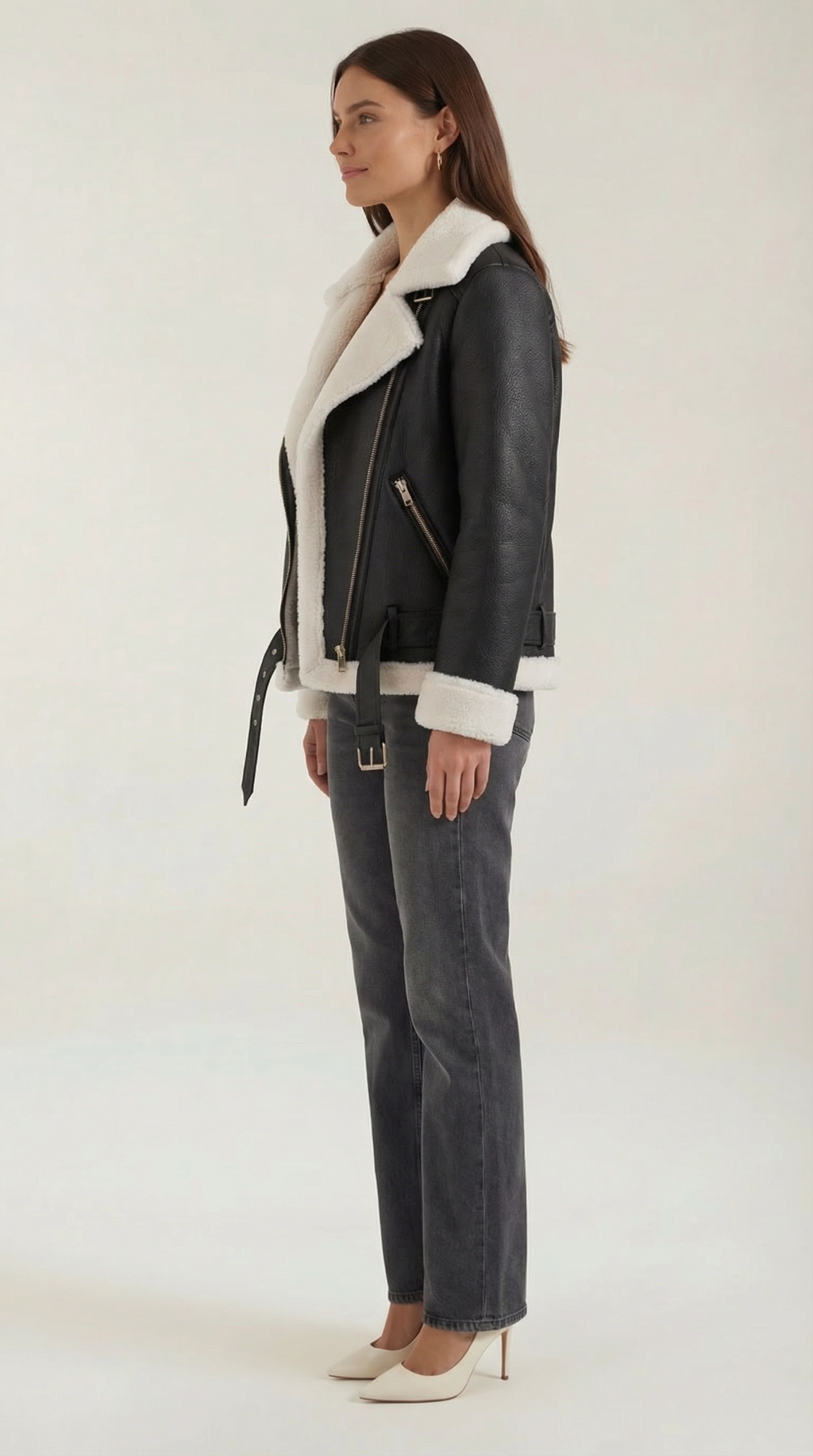 Chaqueta Biker Christine con Cuello de Borreguito