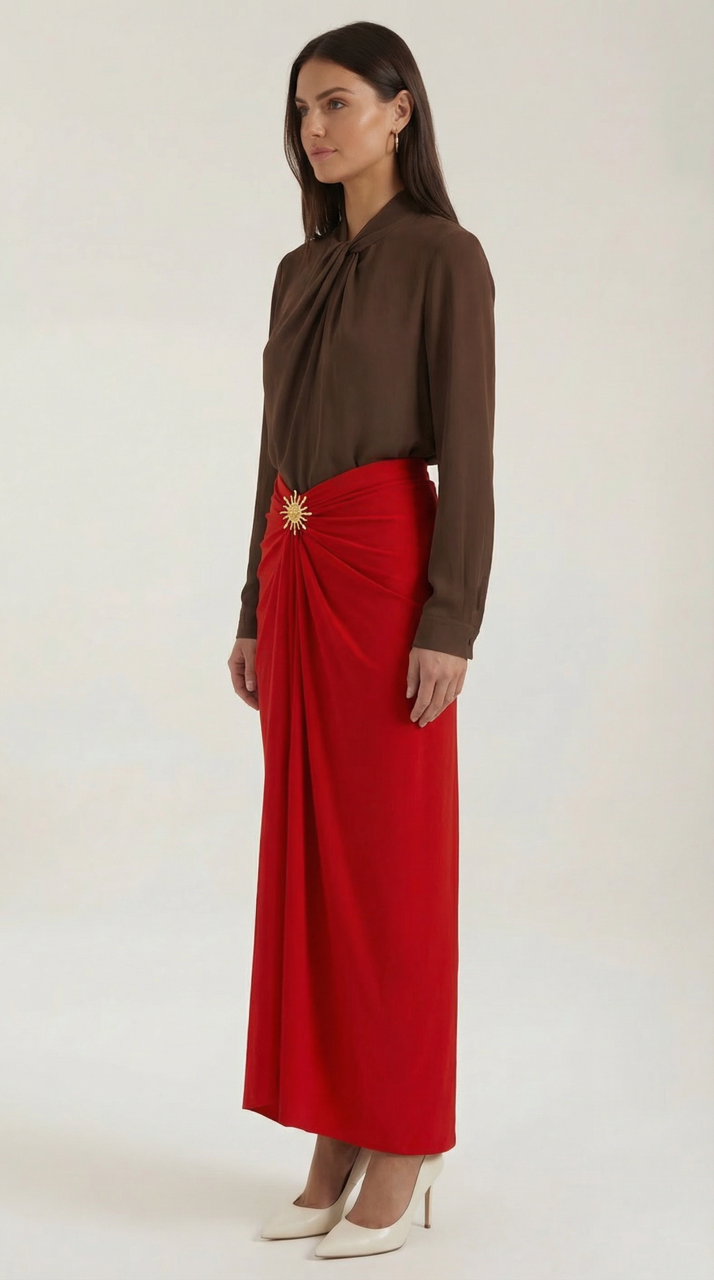 Falda Maxi Cleo con Drapé Fluido