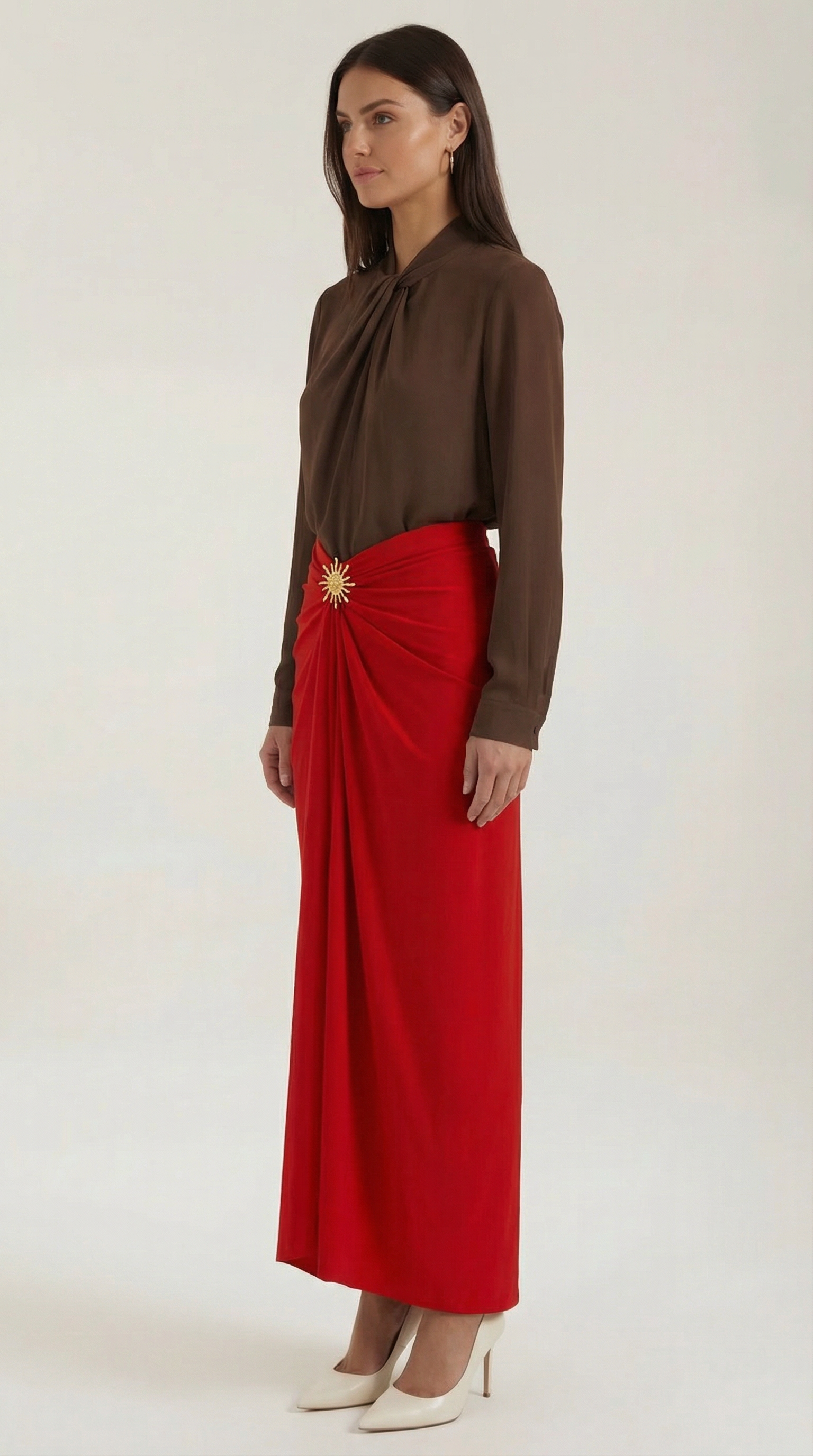 Falda Maxi Cleo con Drapé Fluido