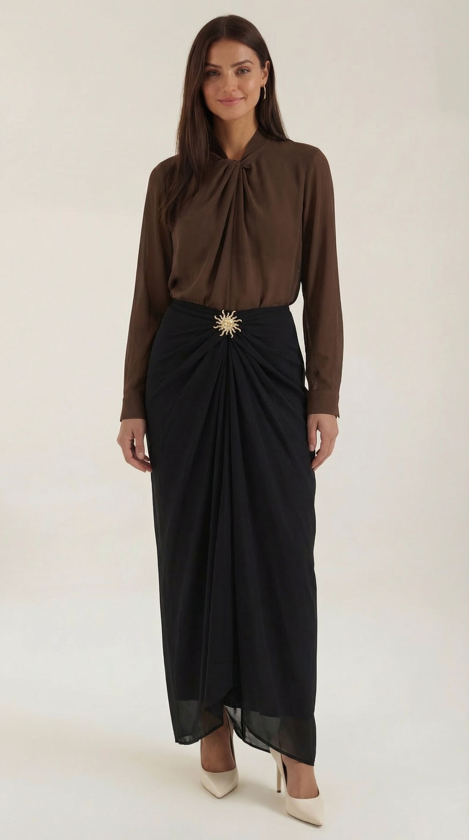 Falda Maxi Cleo con Drapé Fluido