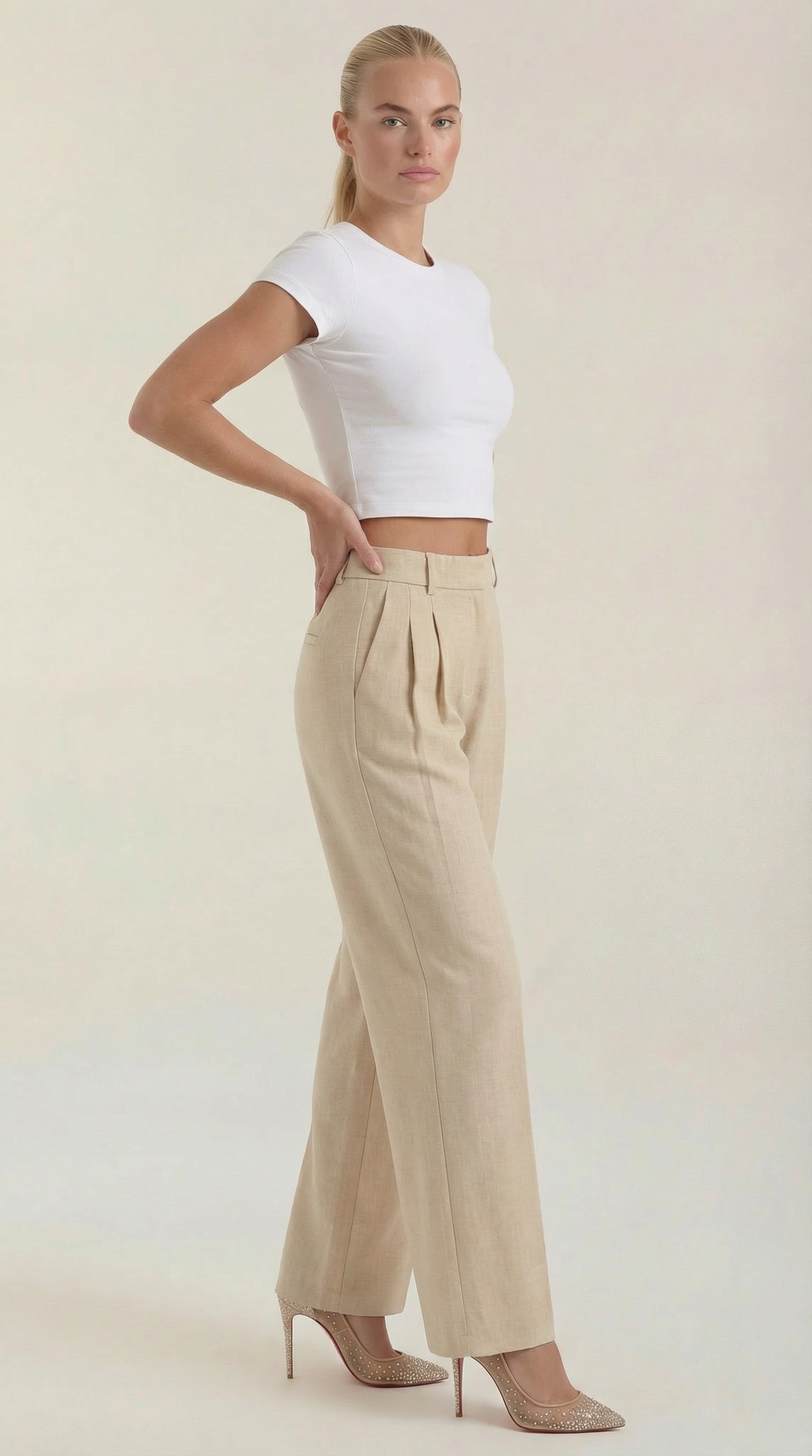 Pantalón Ancho Courtney de Mezcla de Lino