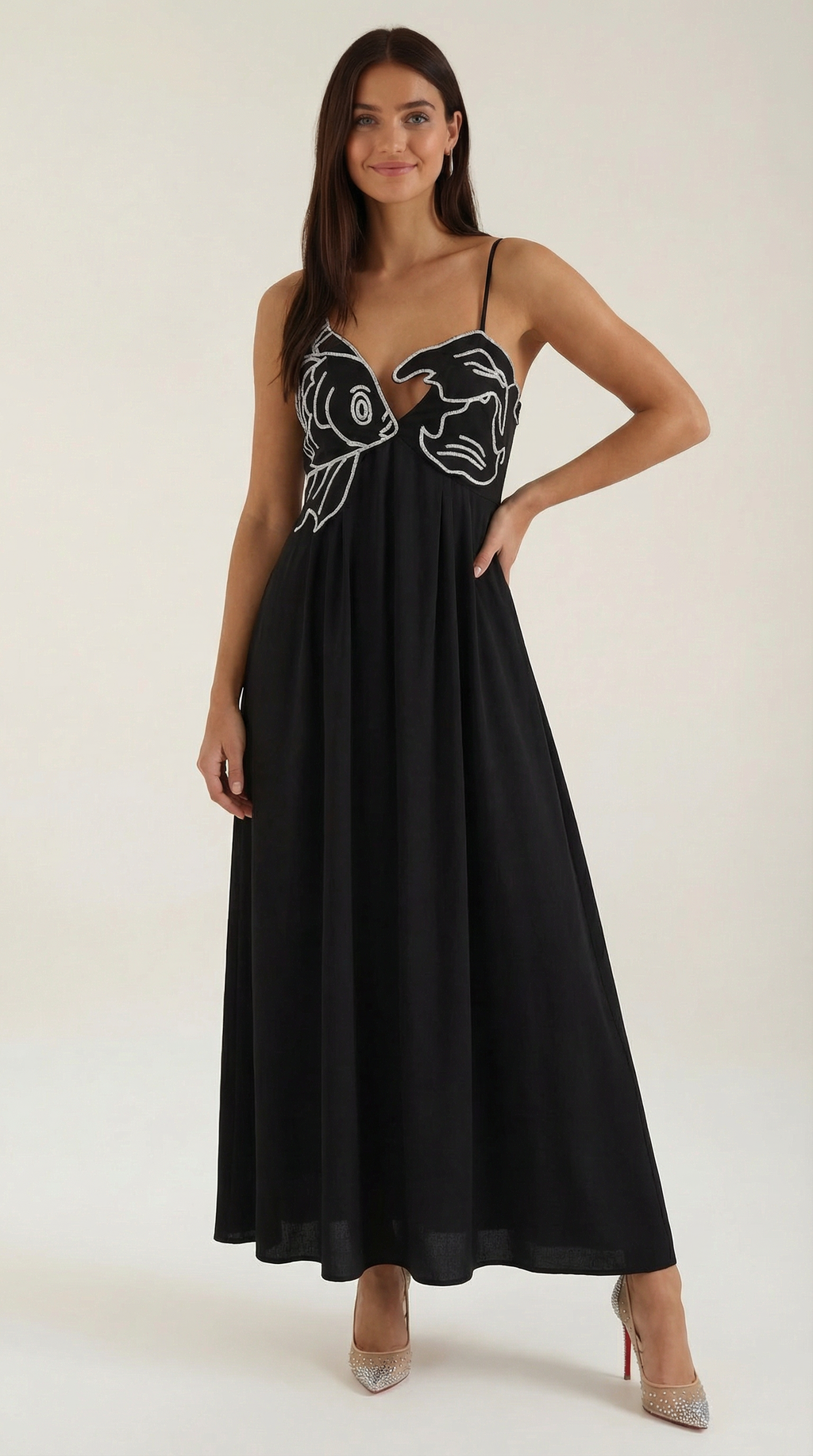 Vestido Maxi Deborah con Motivo de Pez