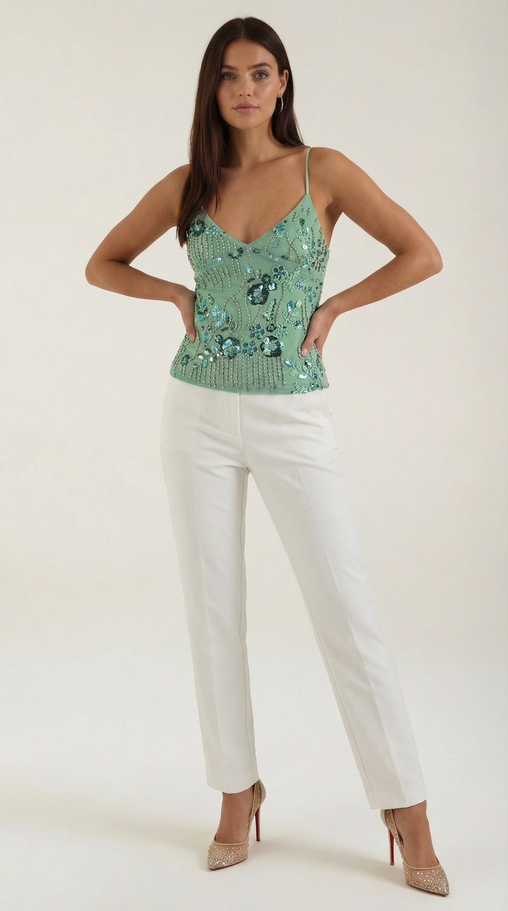 Top Dottie de Lentejuelas con Escote en V