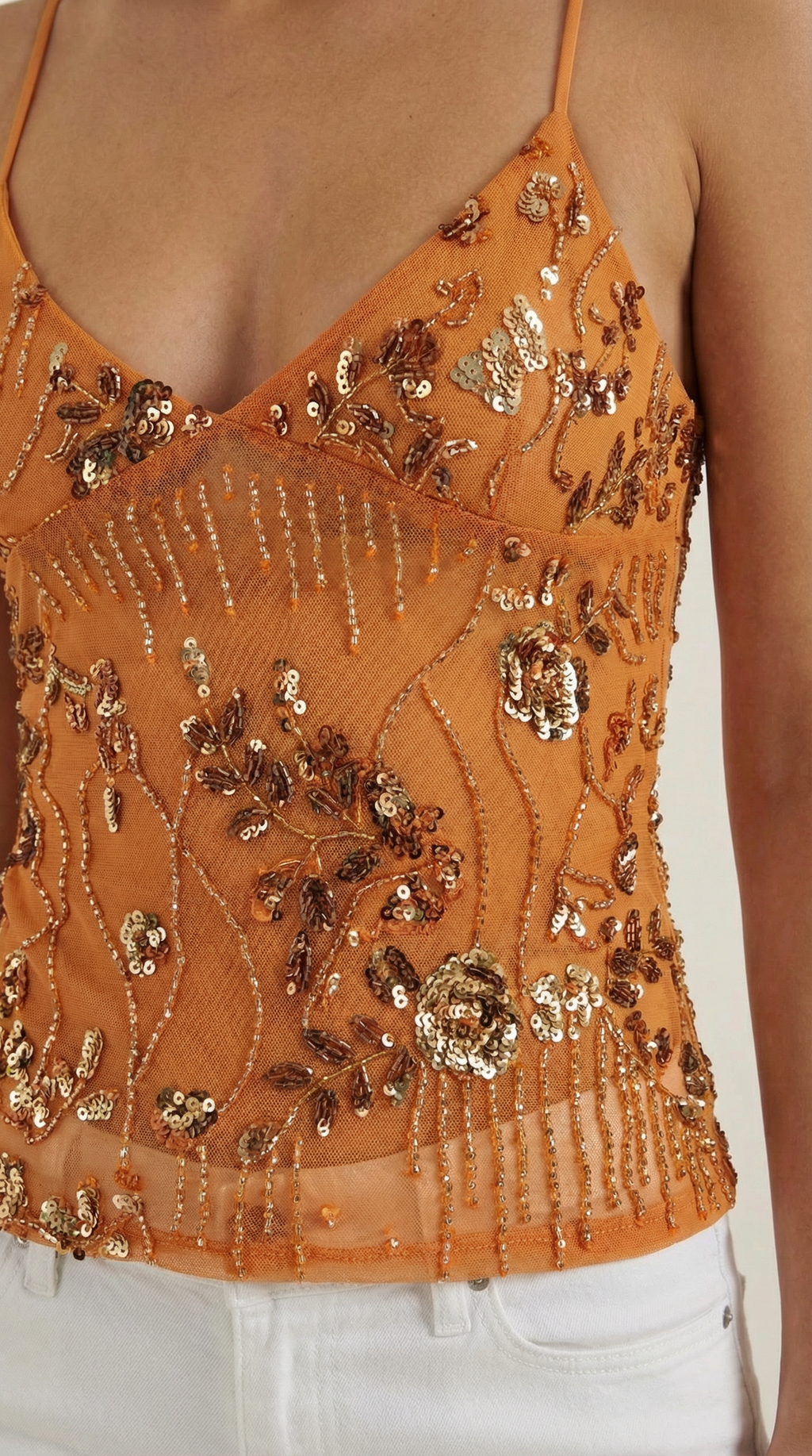 Top Dottie de Lentejuelas con Escote en V