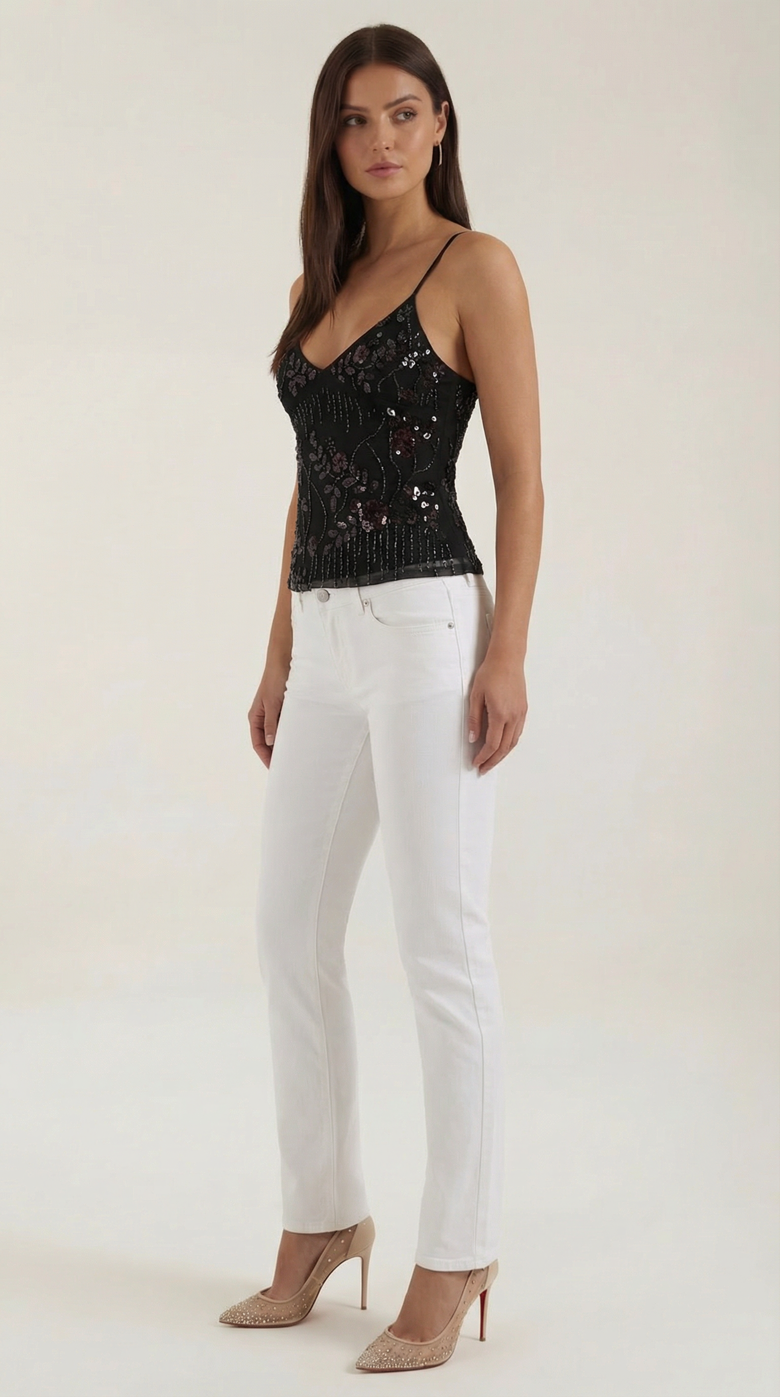 Top Dottie de Lentejuelas con Escote en V