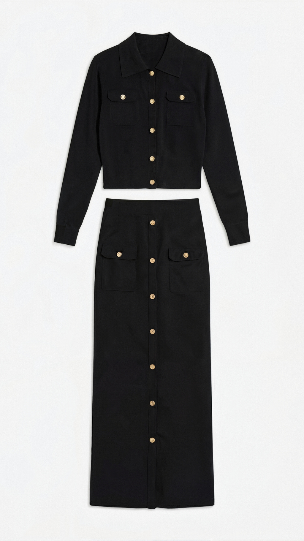 Conjunto Evelyn de Punto con Chaqueta y Falda Maxi