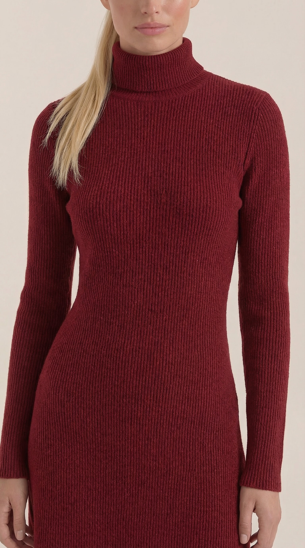 Vestido Mini Geneva de Punto con Cuello Alto