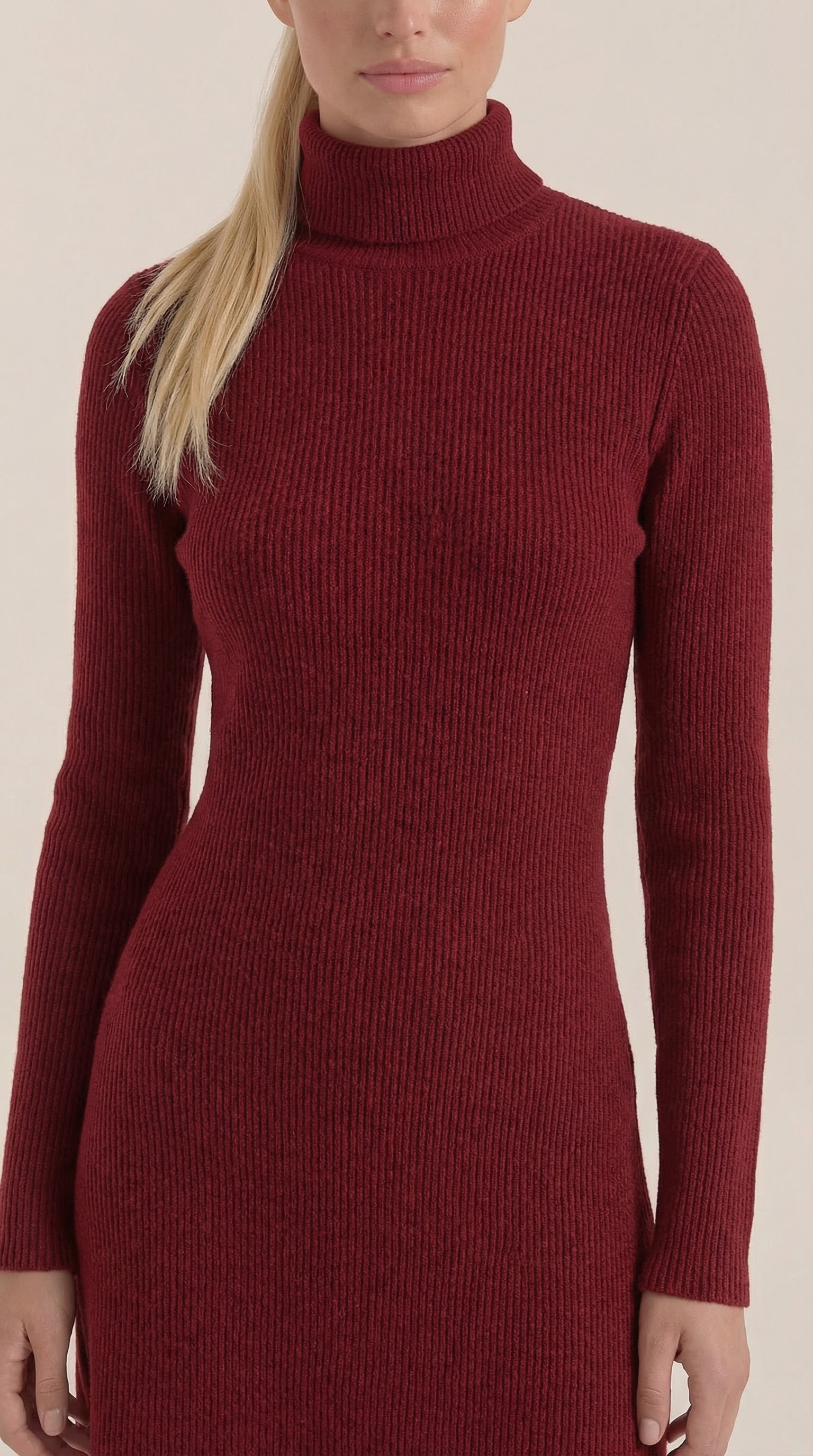 Vestido Mini Geneva de Punto con Cuello Alto
