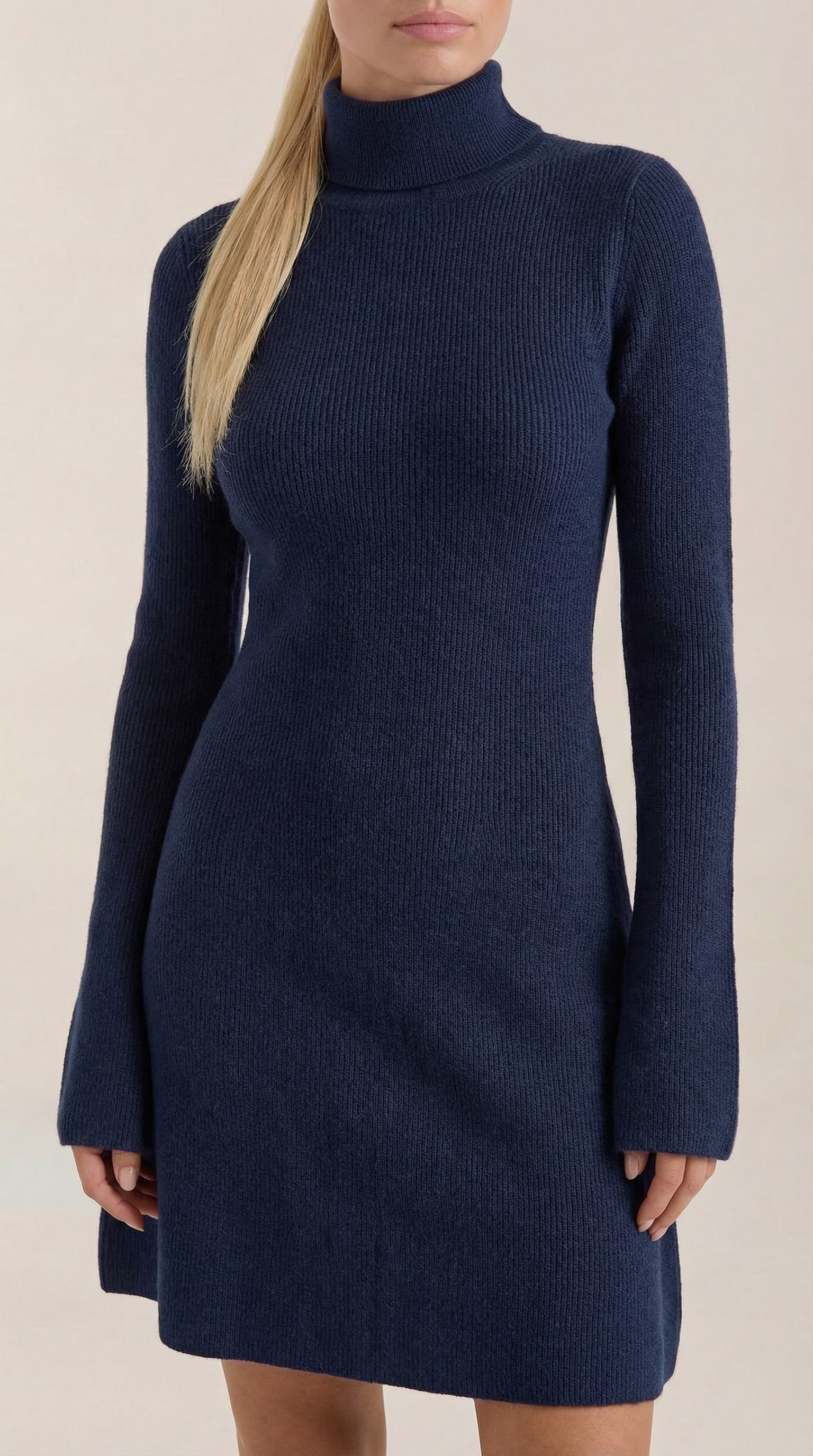 Vestido Mini Geneva de Punto con Cuello Alto