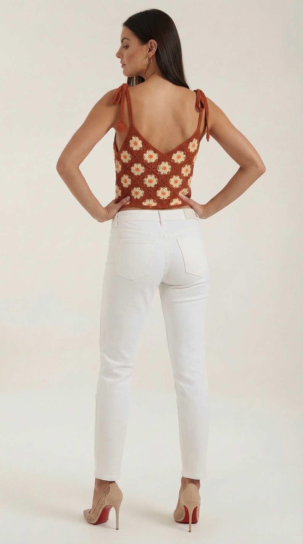Top Gretchen de Crochet con Estampado Floral
