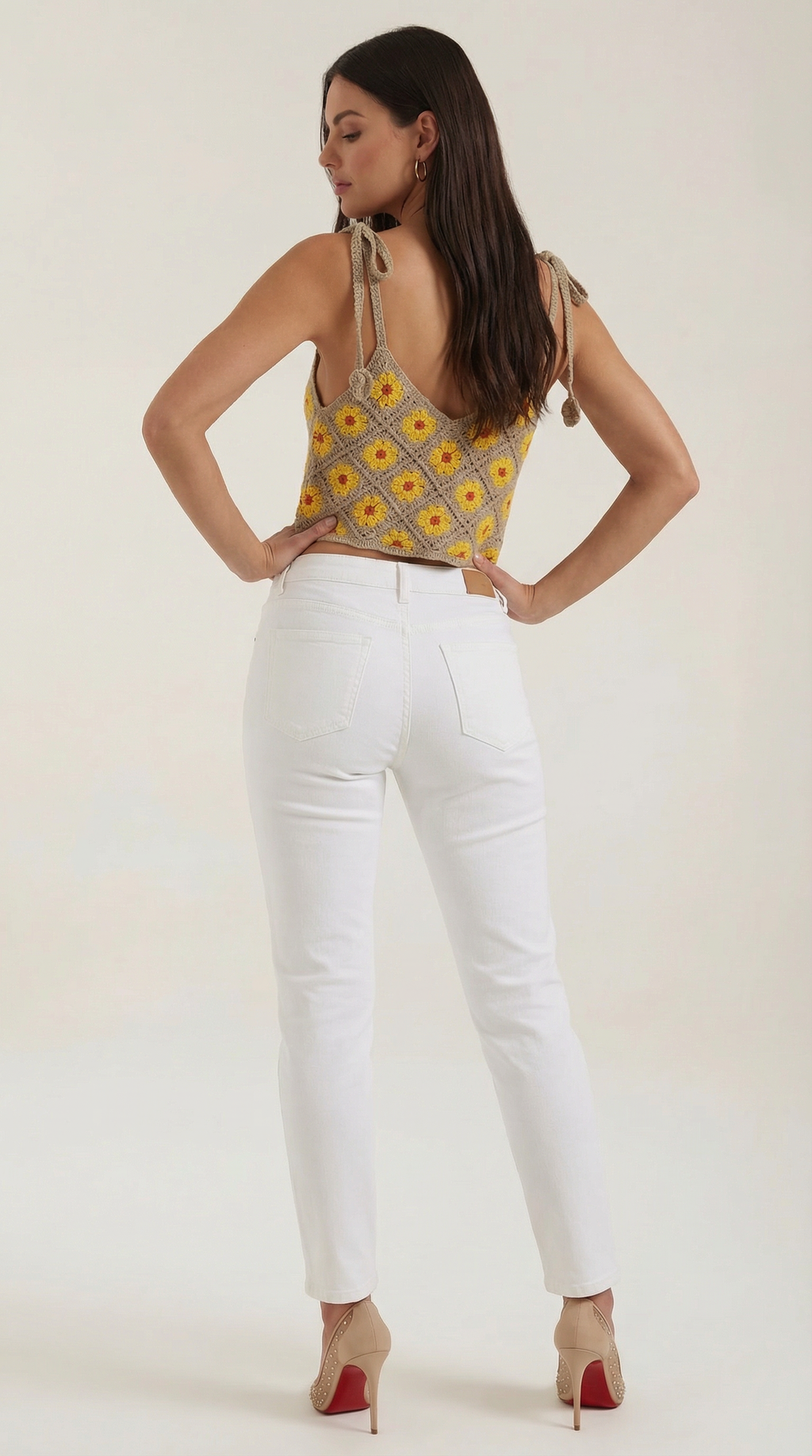Top Gretchen de Crochet con Estampado Floral