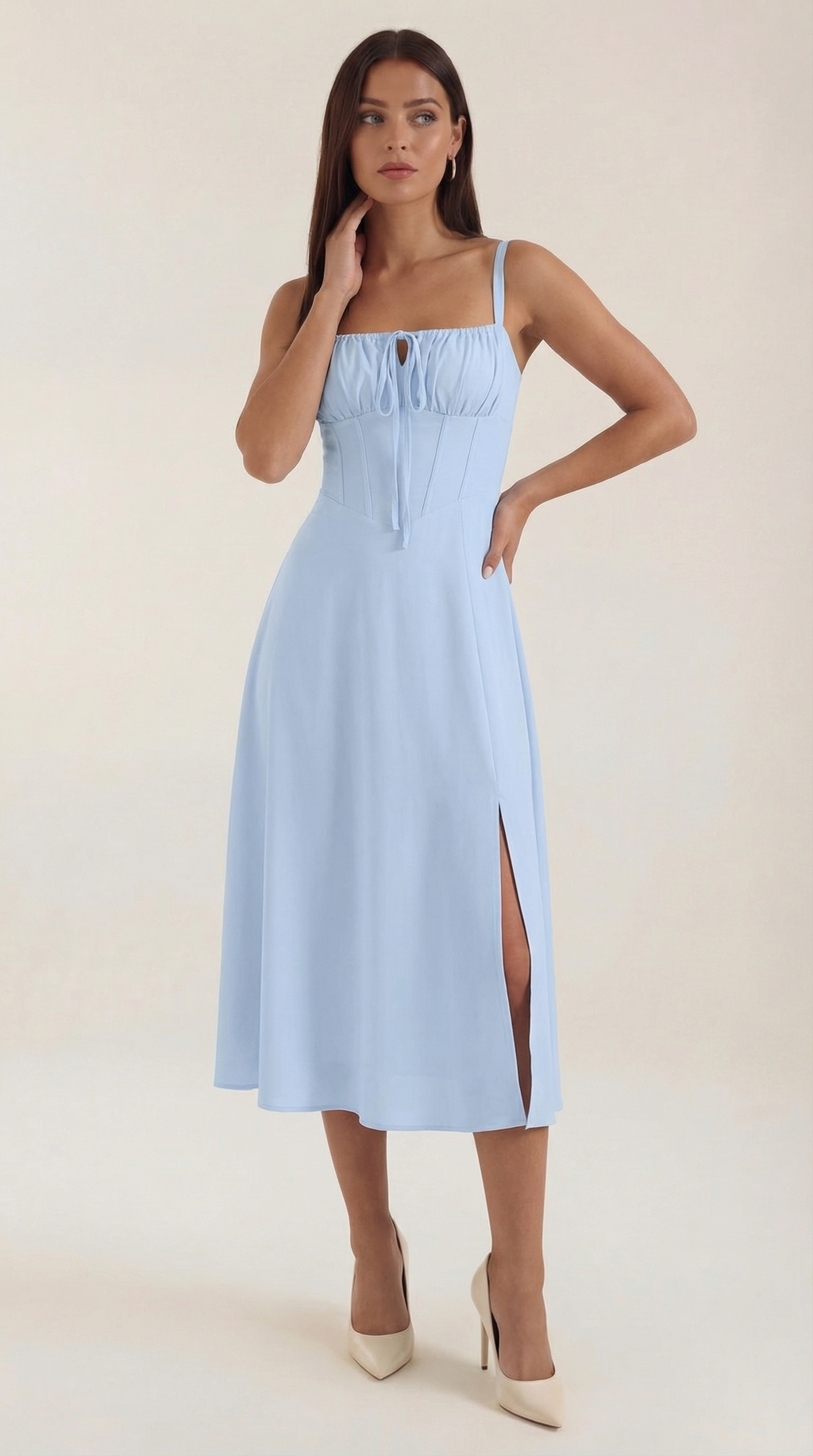 Vestido Midi Jade con Cordones