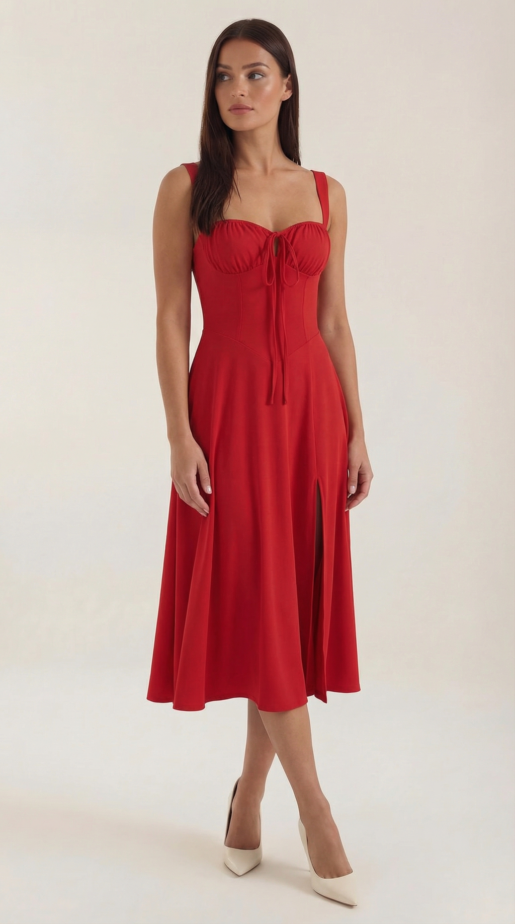 Vestido Midi Jade con Cordones