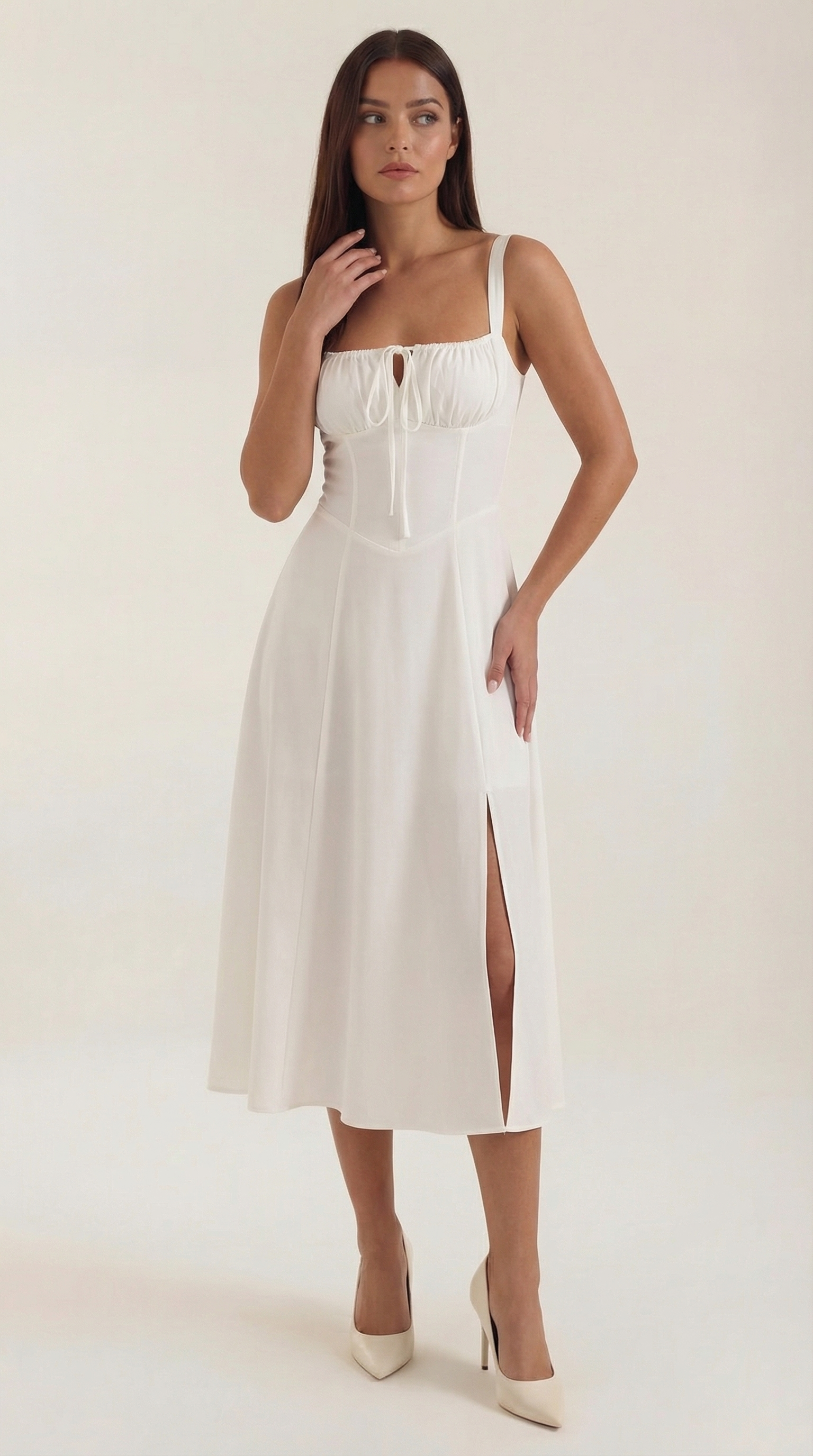 Vestido Midi Jade con Cordones