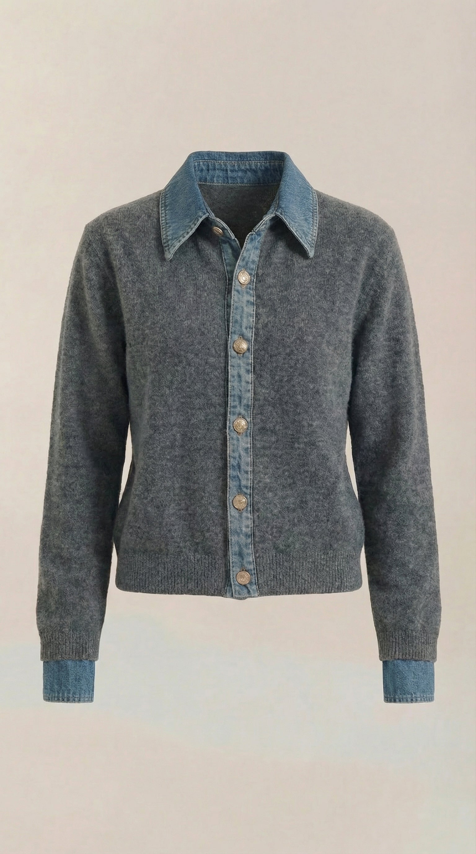 Cárdigan Jody de Punto con Cuello Denim