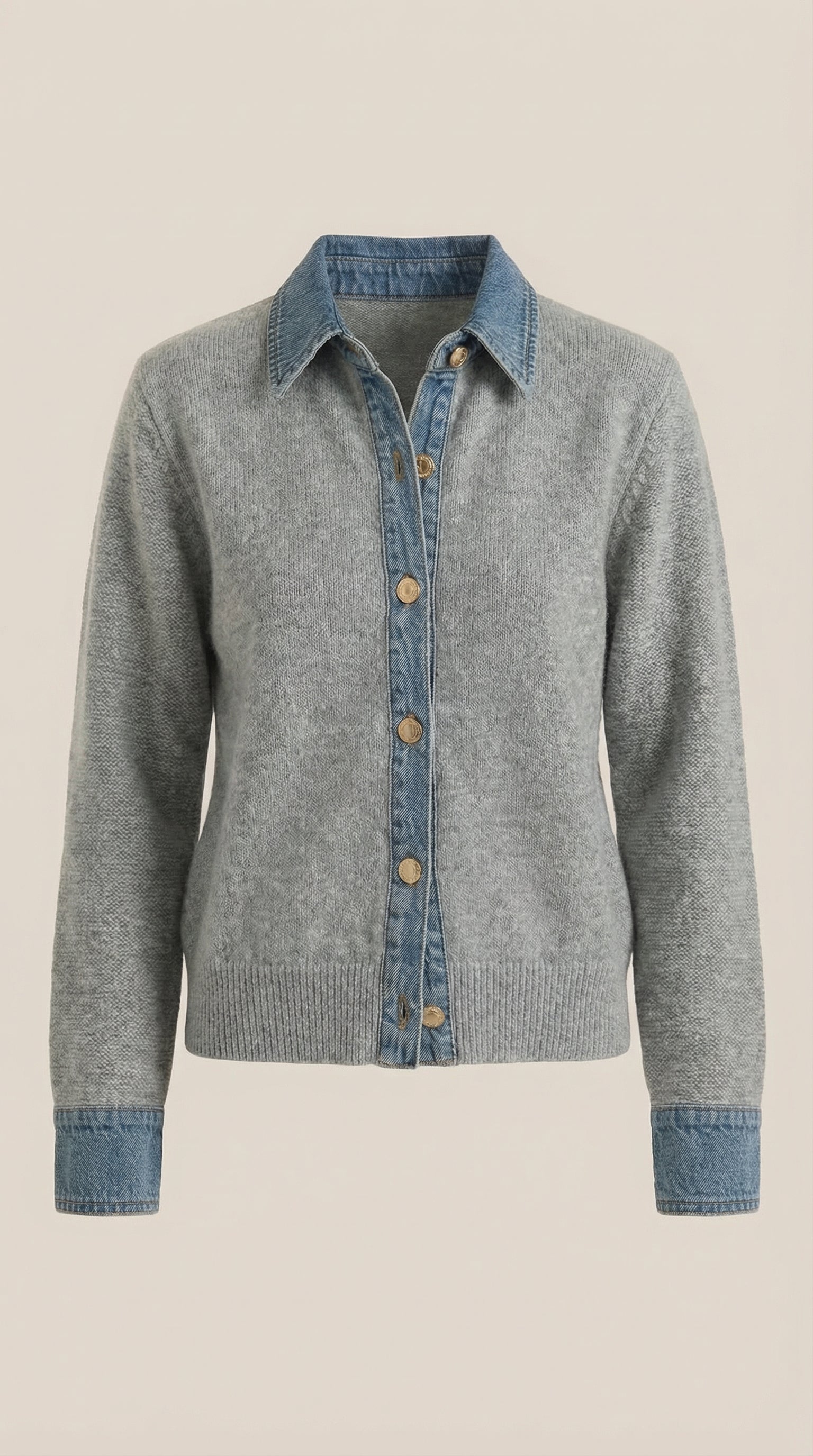 Cárdigan Jody de Punto con Cuello Denim