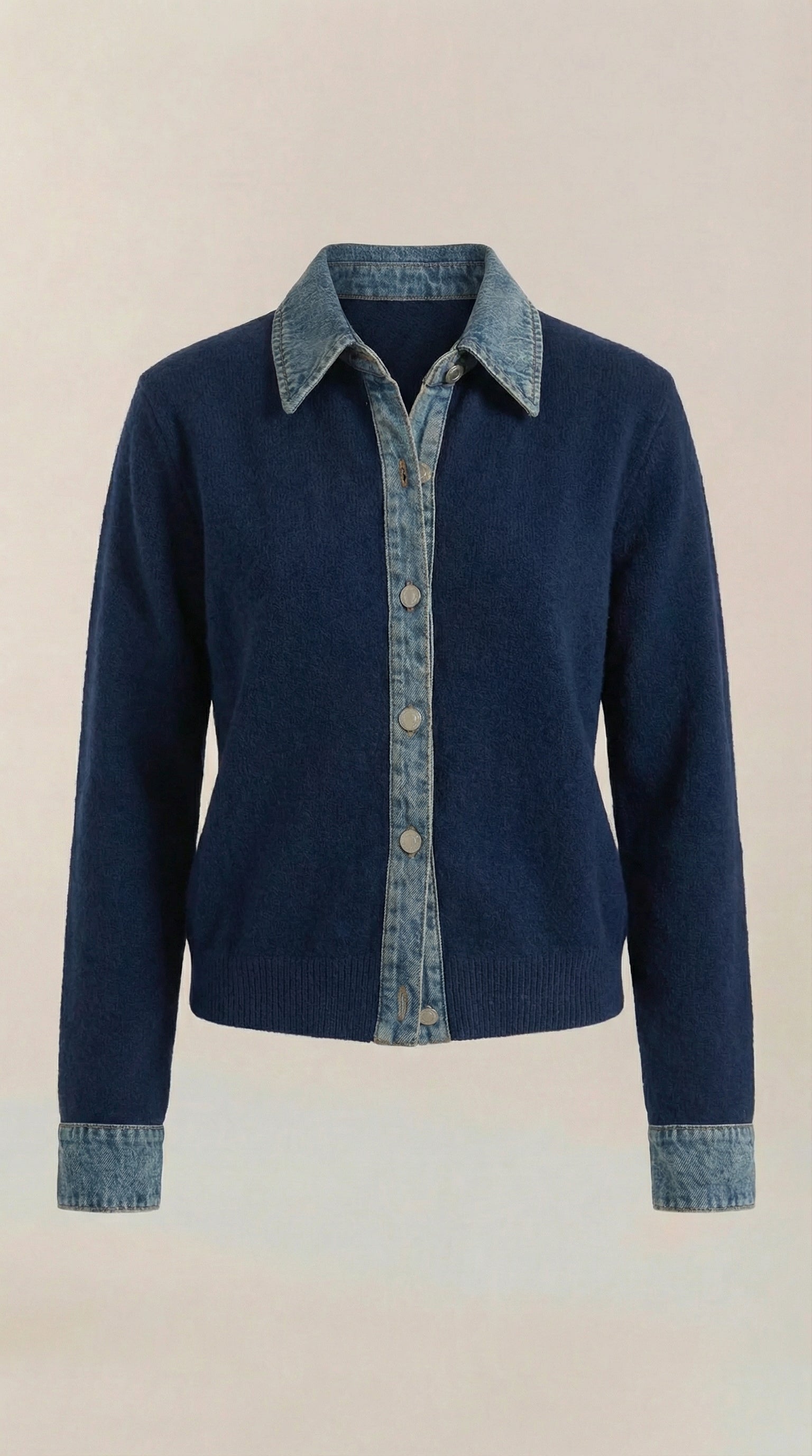 Cárdigan Jody de Punto con Cuello Denim