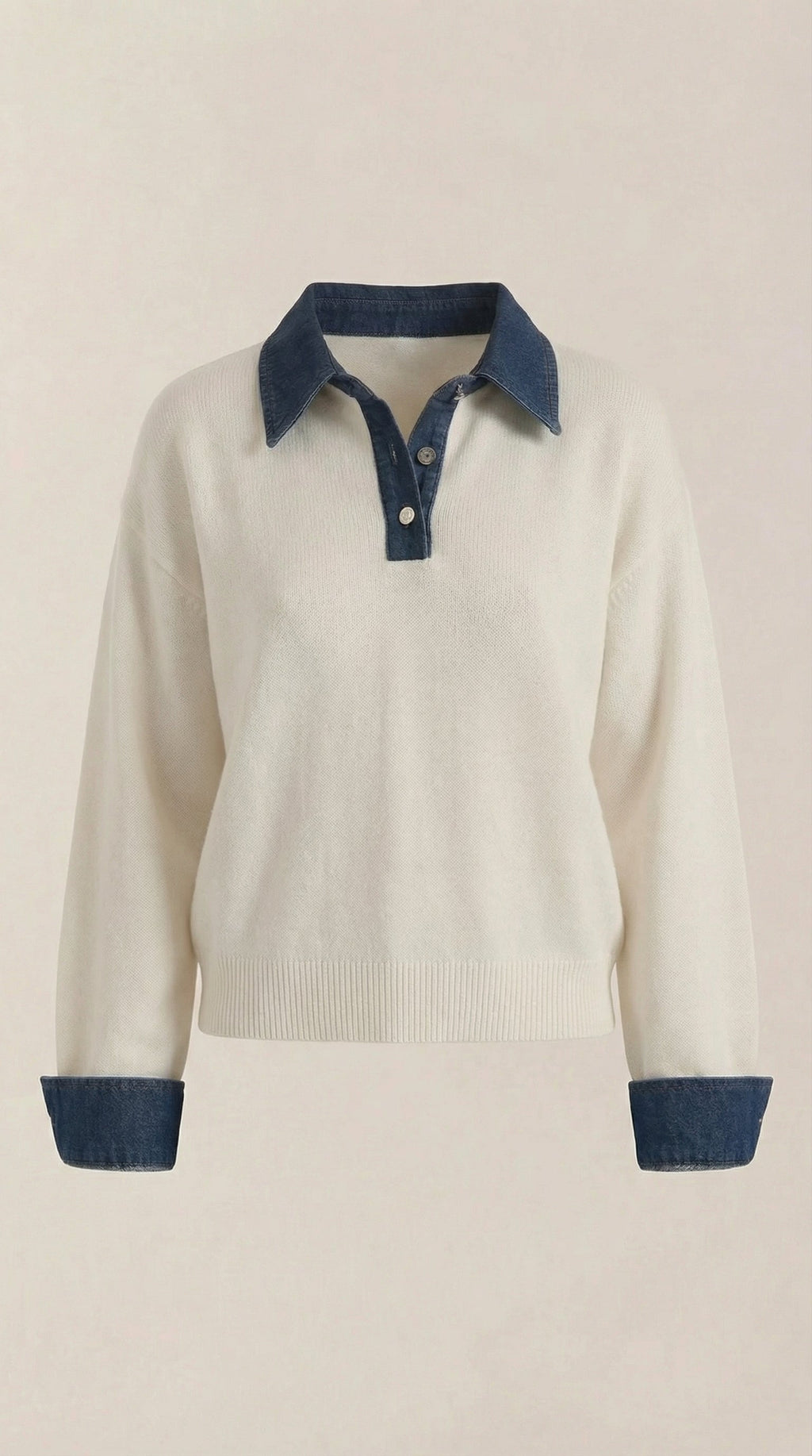 Cárdigan Jody de Punto con Cuello Denim