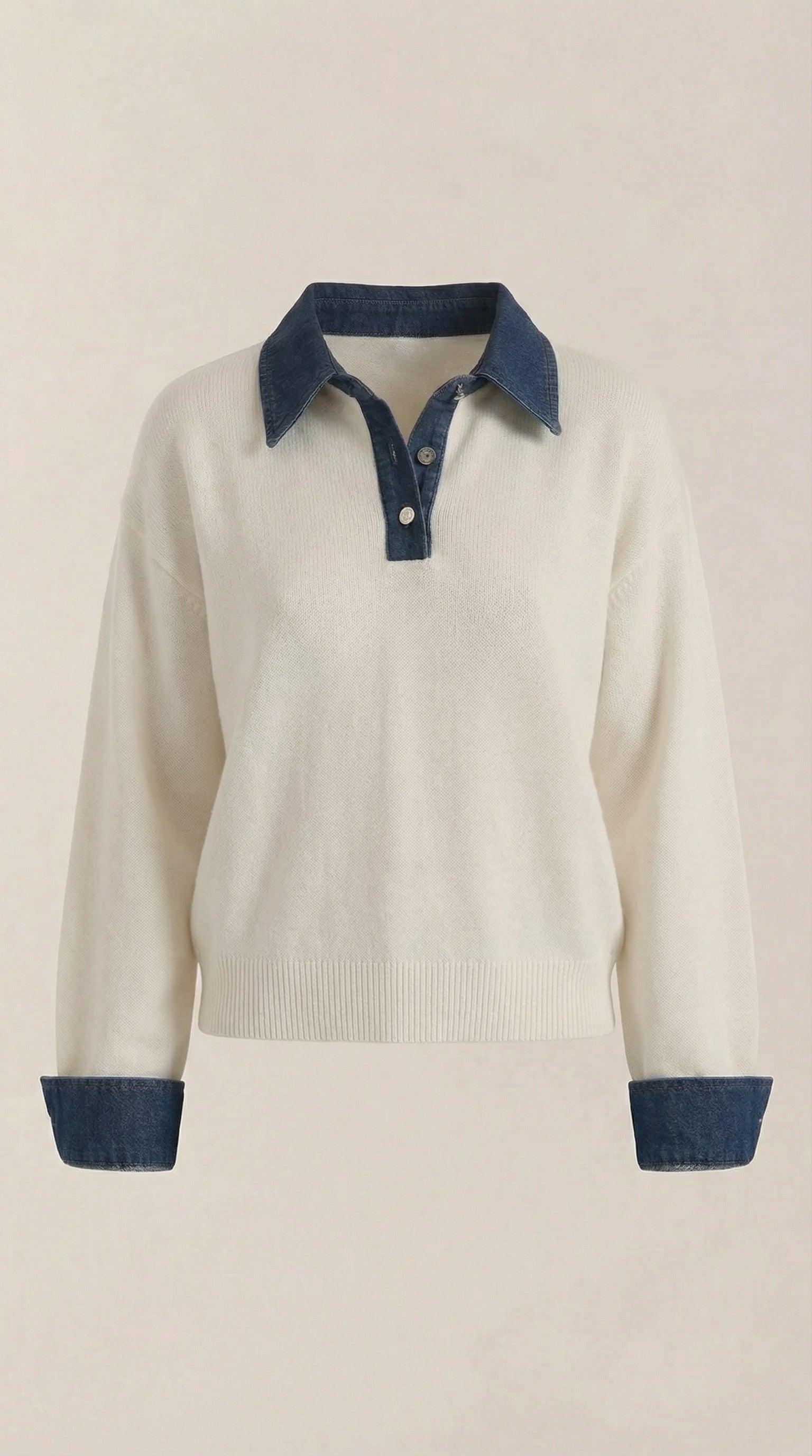 Cárdigan Jody de Punto con Cuello Denim