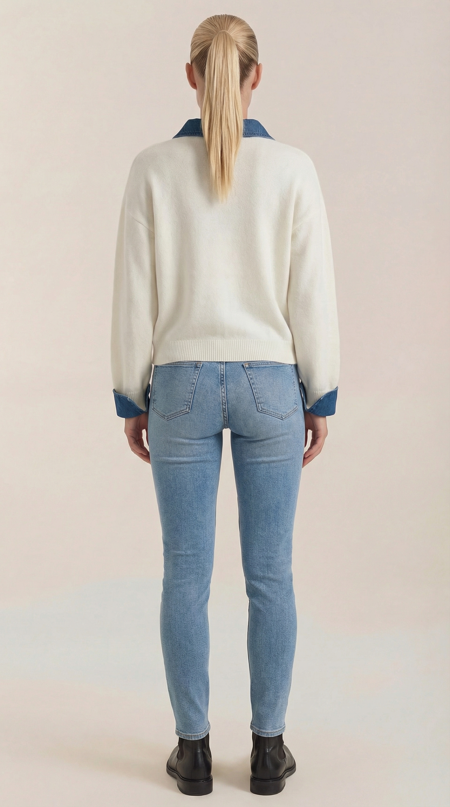 Cárdigan Jody de Punto con Cuello Denim