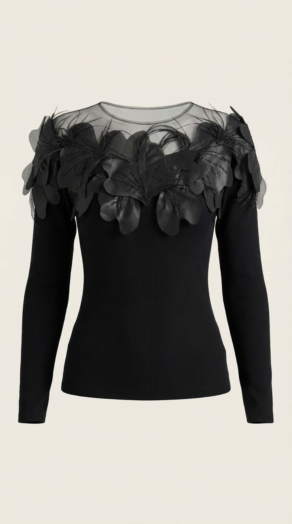 Jersey Marguerite de Punto con Plumas