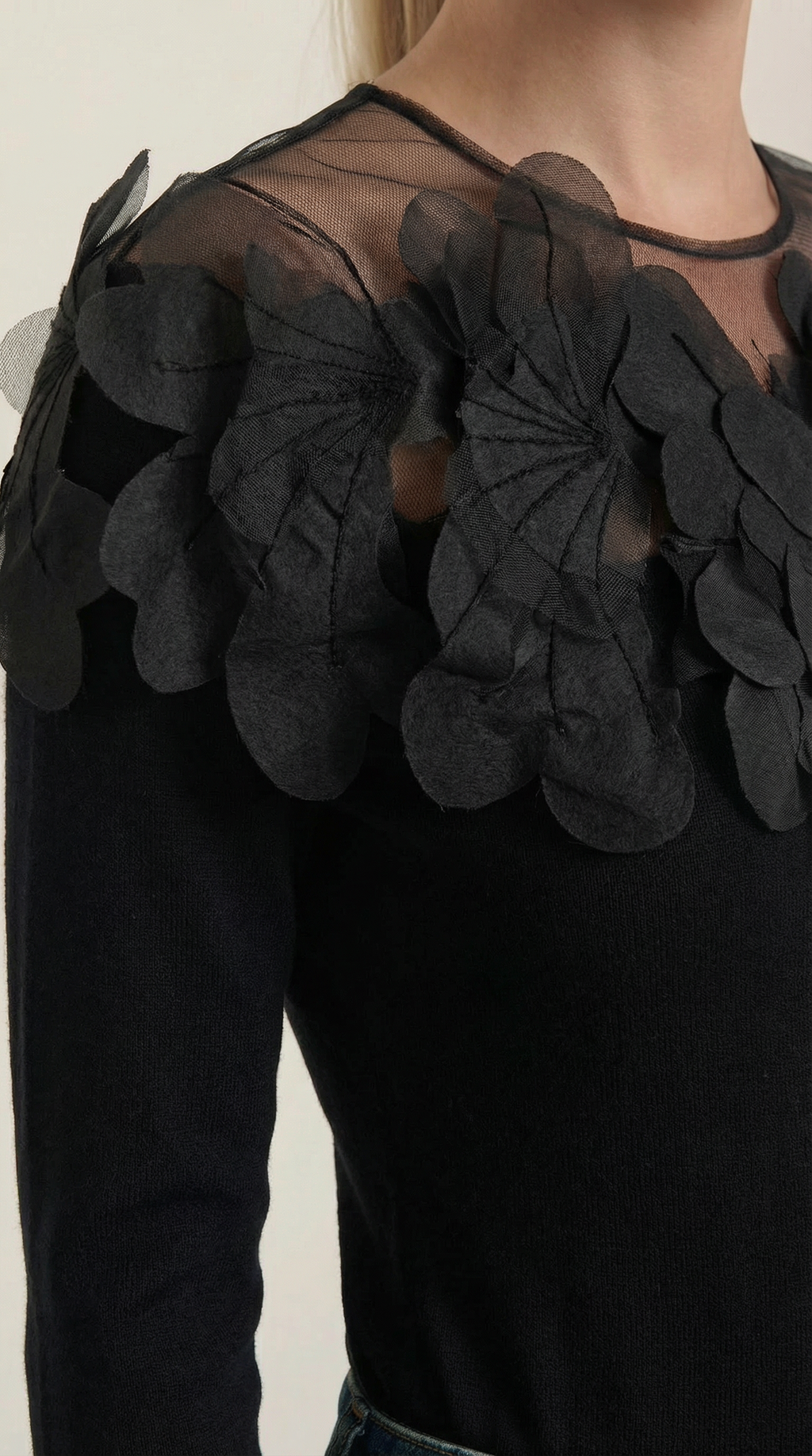 Jersey Marguerite de Punto con Plumas