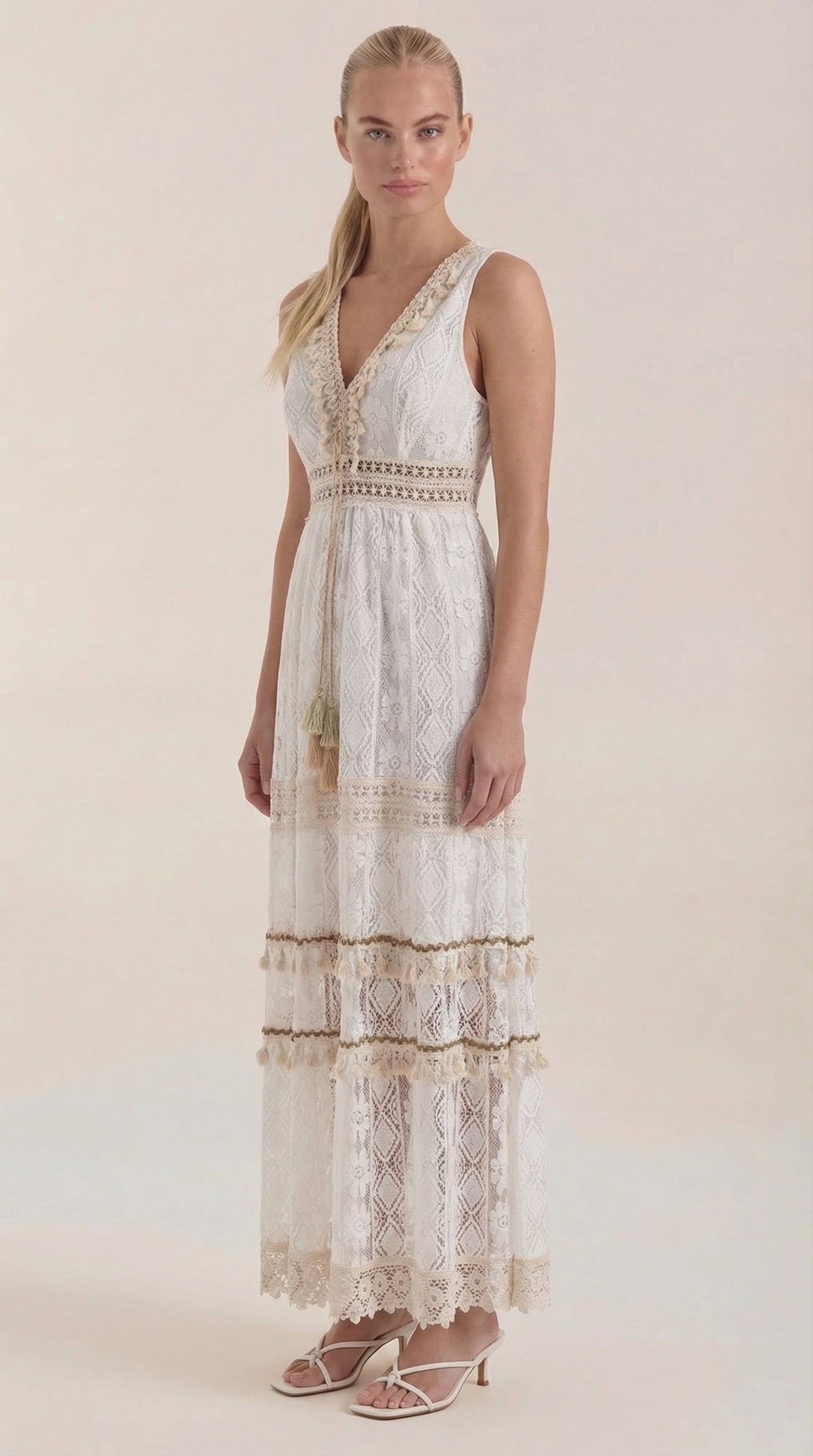 Vestido Maxi Boho Monique con Encaje