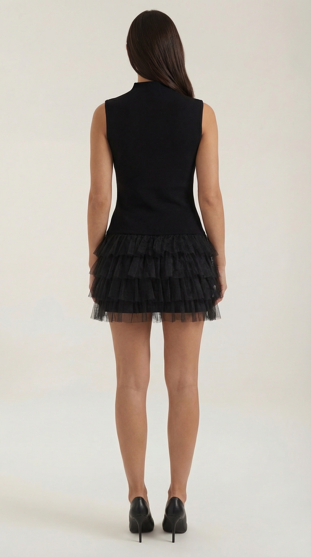 Vestido Mini Nadia de Tul con Cuello Alto