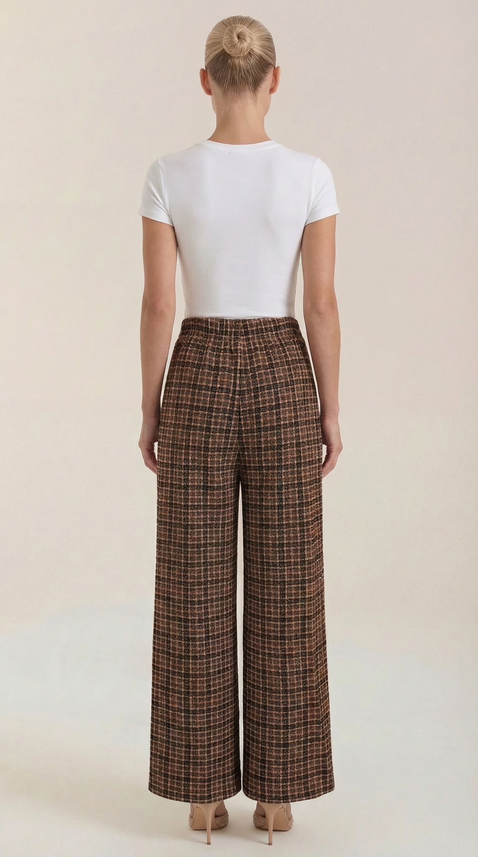 Pantalón Naomi de Cuadros en Tejido Tipo Tweed