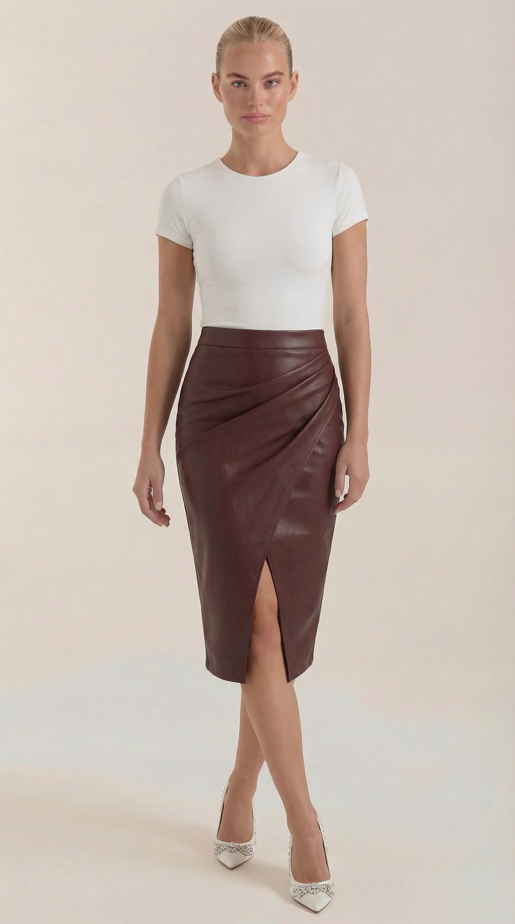 Falda Midi Natalie de Efecto Cruzado